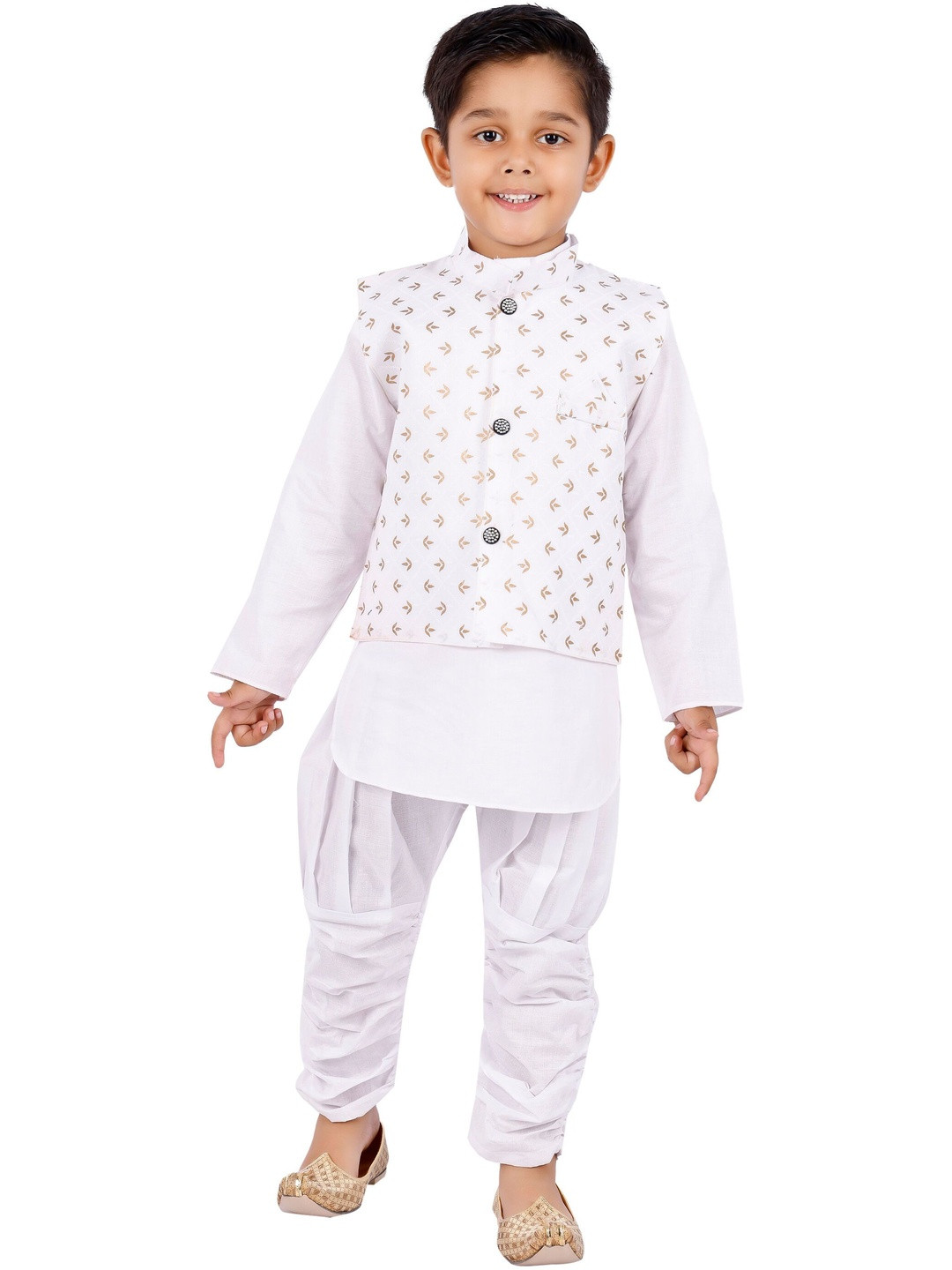 NEW GEN Boys Solid A-Line Kurta with Pyjamas & Nehru Jacket