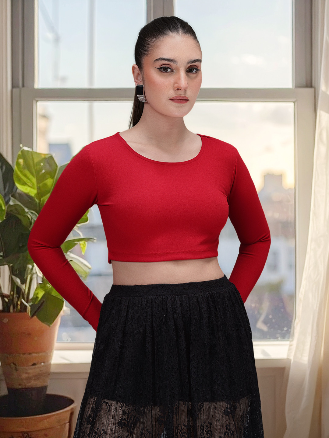 bebe All Day Edit Tie-Up Back Crop Top