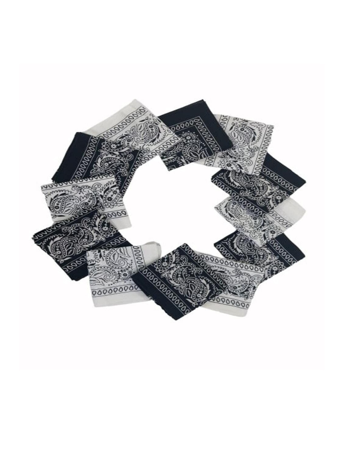 Navkar Crafts Unisex  Pack of 12 Black & White Chill Wrap Paisley Cotton Bandanas