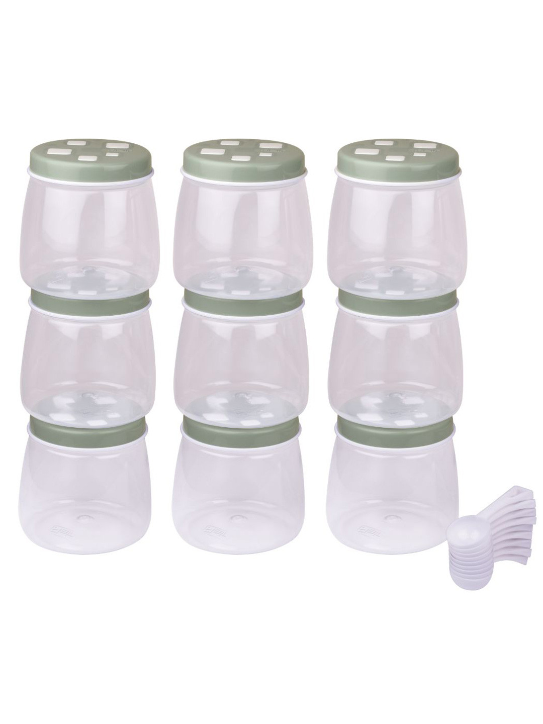 Flair Cubics Green & Transparent 9 Pieces Easy To Clean Food Storage Containers 1000 ml