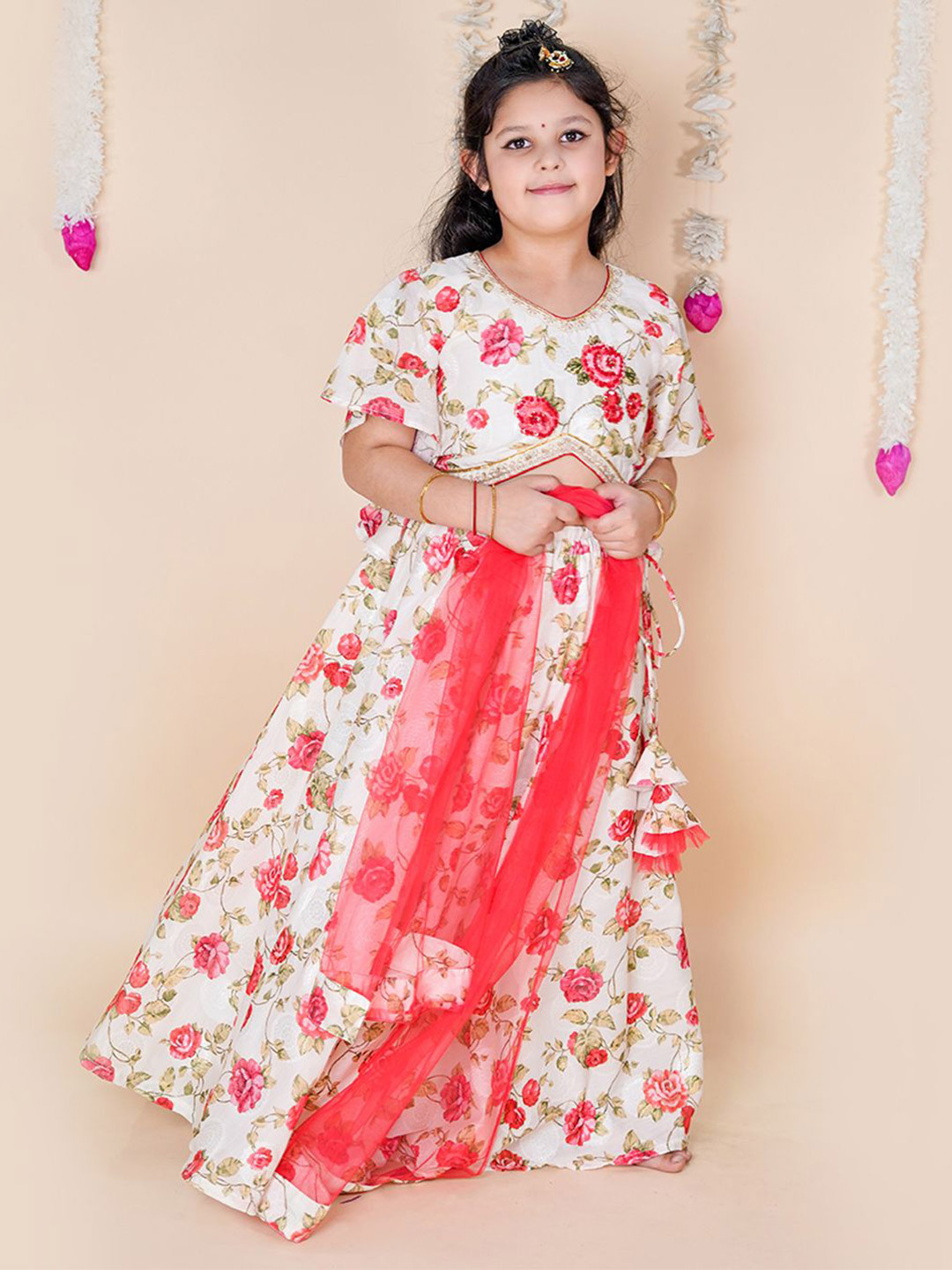 Chanda Mama Girls Embellished Sequinned Ready to Wear Lehenga & Blouse With Dupatta