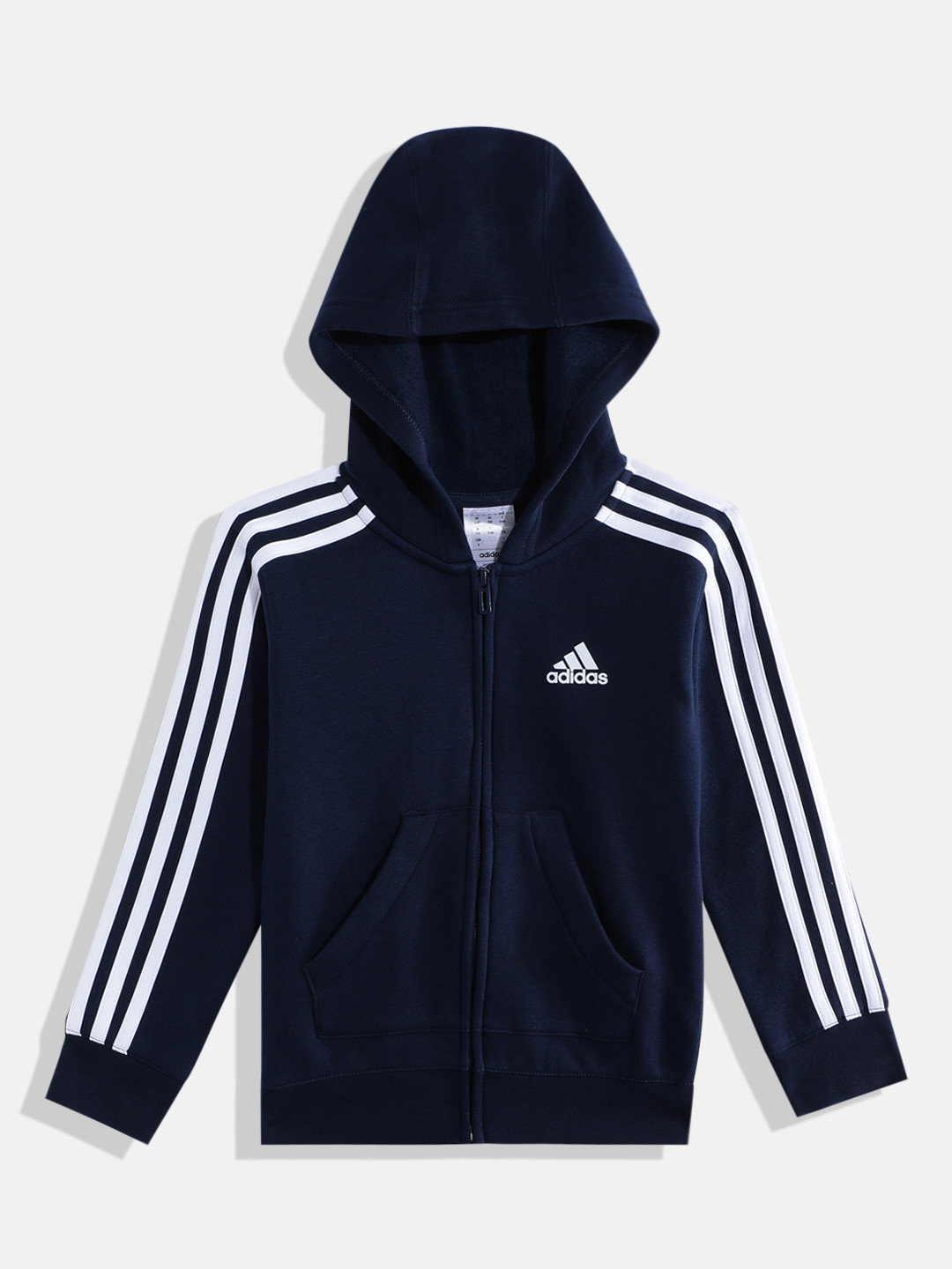 ADIDAS Boys 3 Striped FL FZ HD Sweatshirt