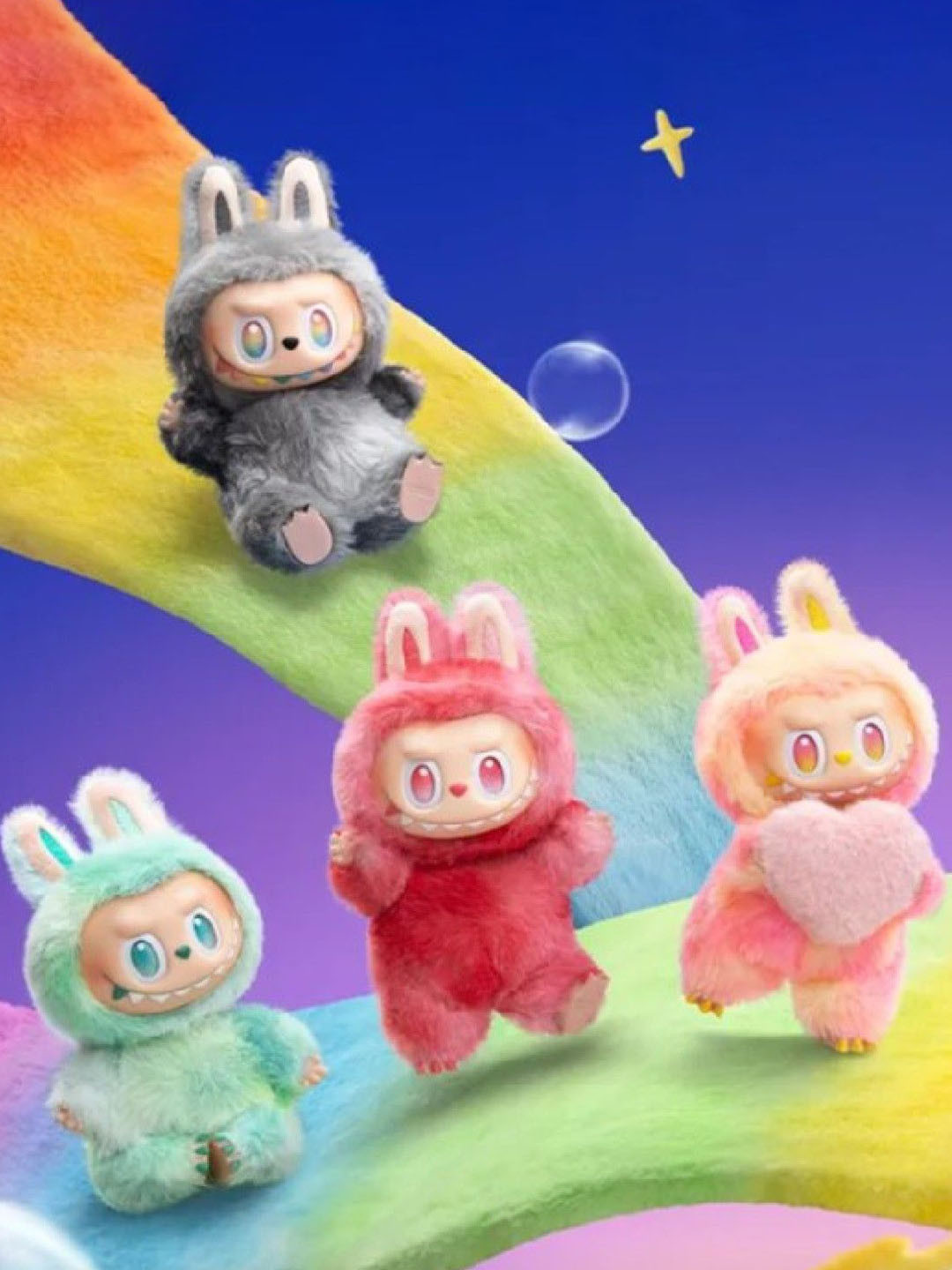 1TO FINITY Set Of 4 Monster Labubu Doll Anime Figurine Key Chains