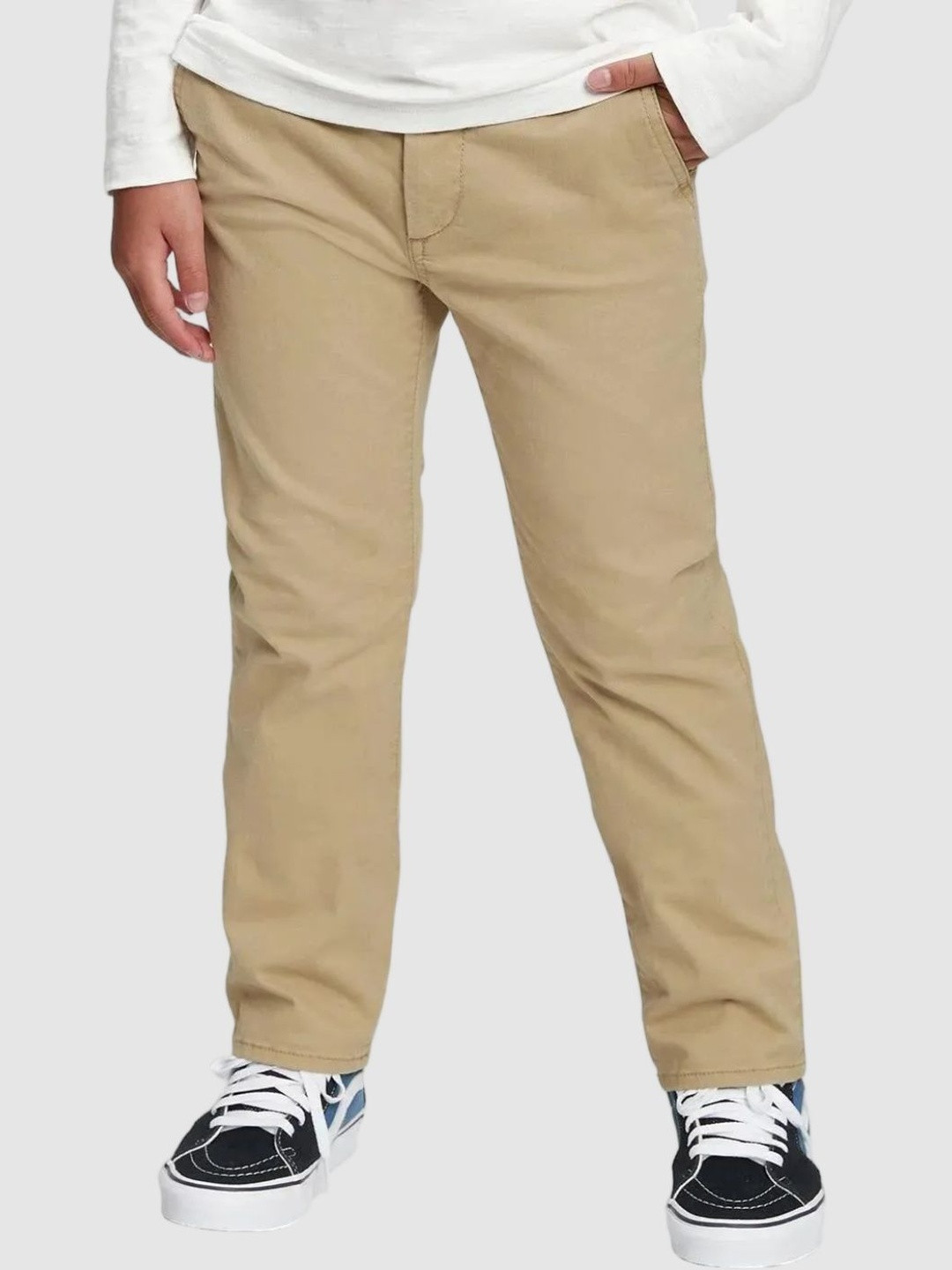 GAP Boys Mid-Rise Slim Fit Cotton Flat-Front Chino Trousers