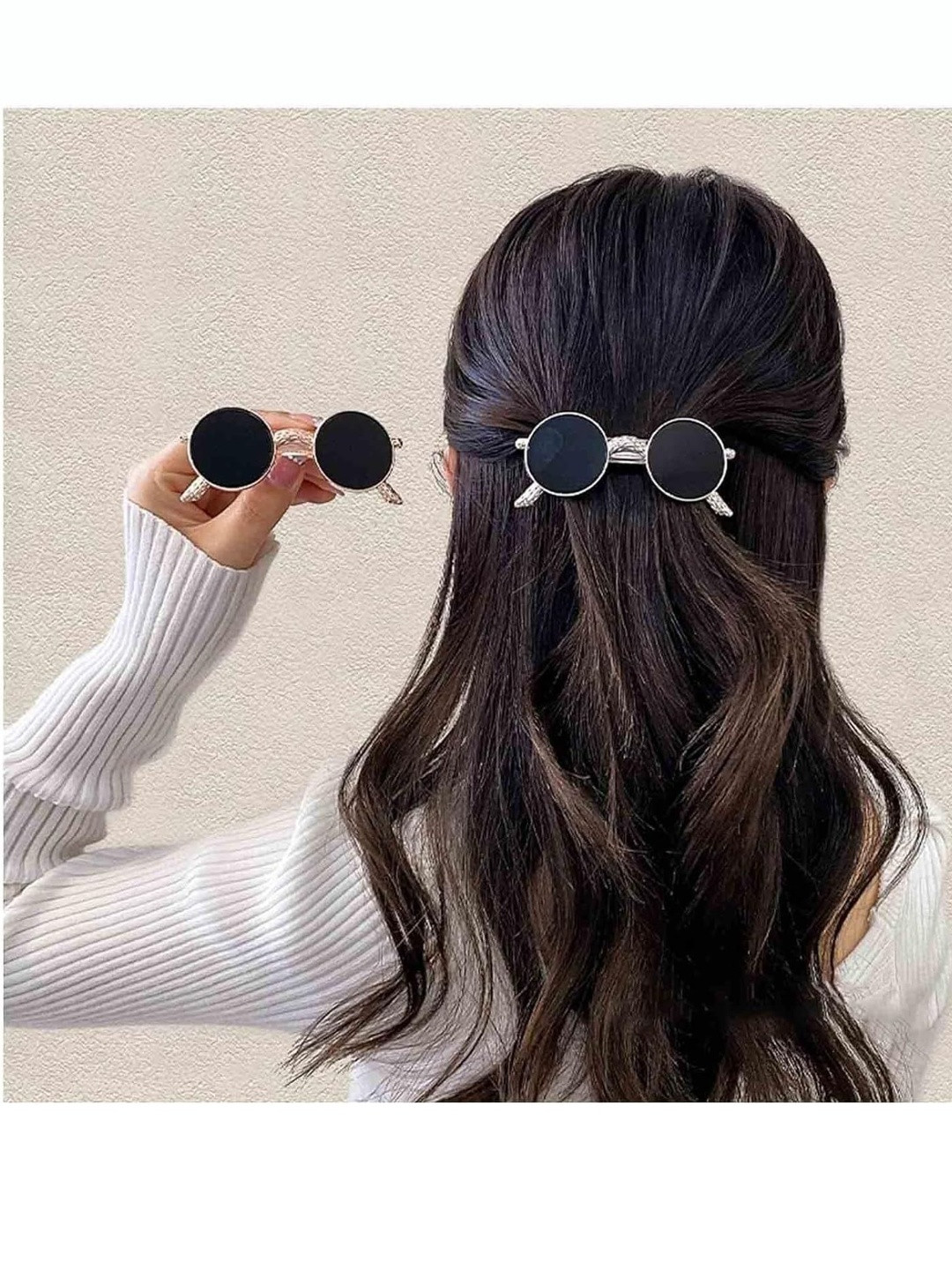 DIVASTRI Women Black & Rose Gold Trendy Sunglass Shaped Hair Clip
