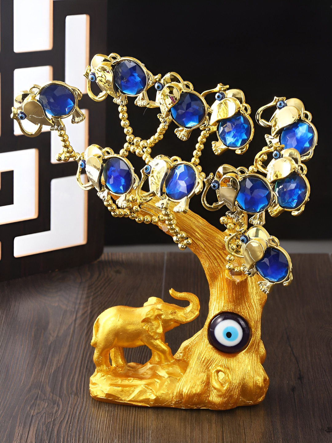 TIED RIBBONS Tree of Life with Elephant Evil Eye Feng Shui Vaastu Showpiece