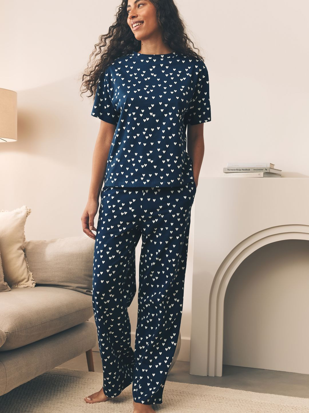 NEXT Women Conversational Printed Pure Cotton Pyjama Set
