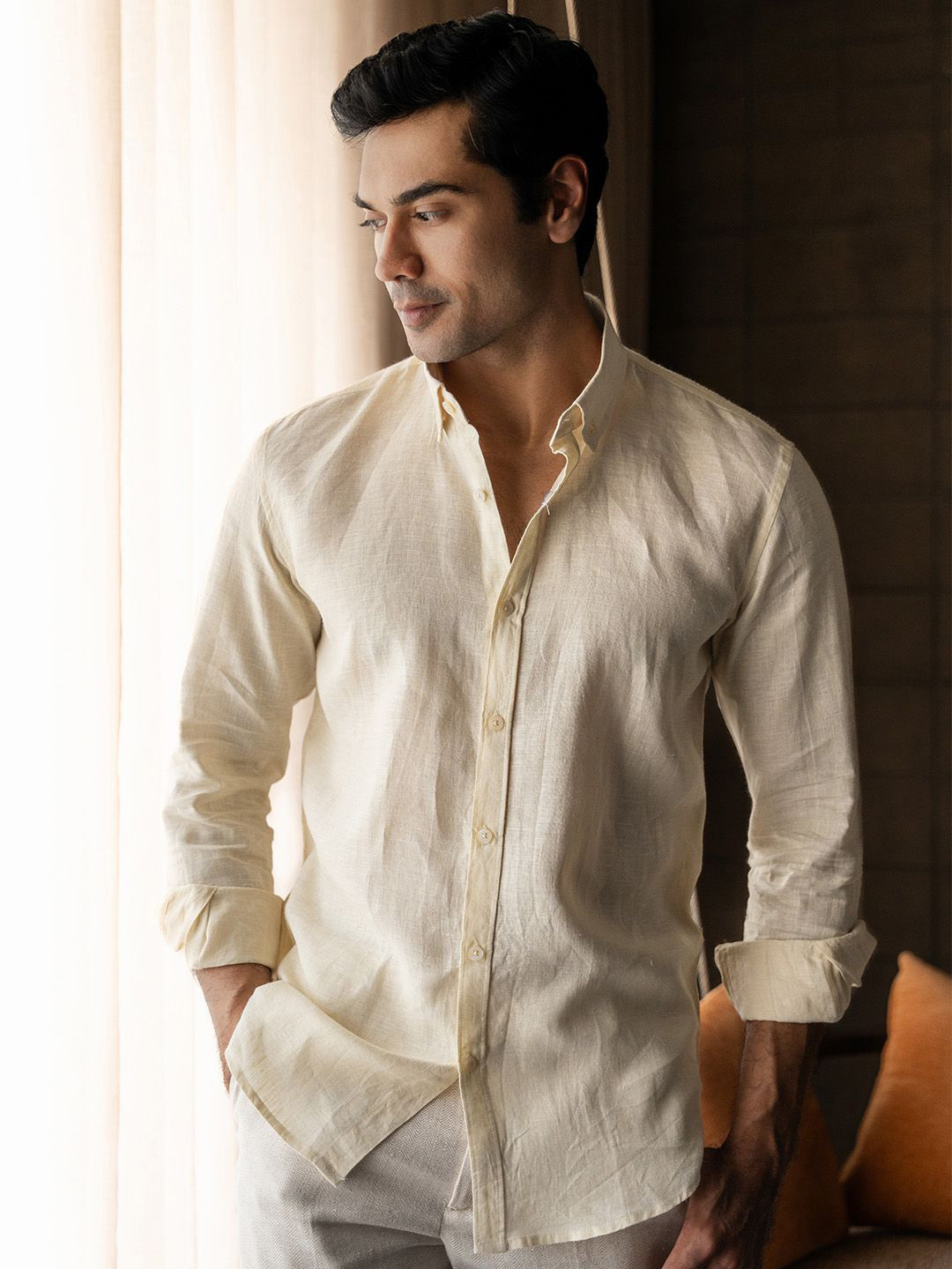 VELLURE Pure Linen Premium Mens Full Sleeve Classic Shirt