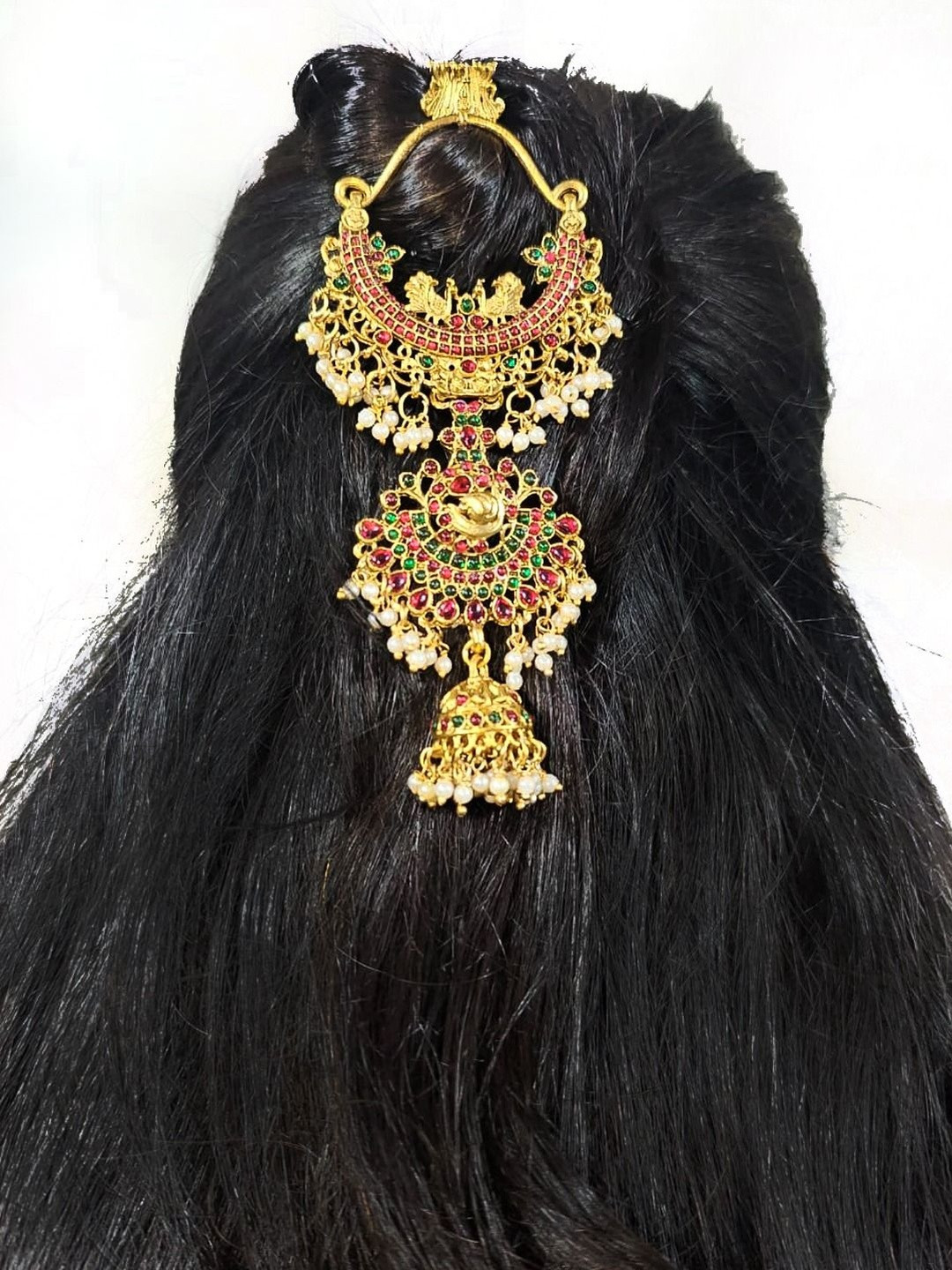 VAGHBHATT Kemp Stones and Pearls Beaded Hair Accessory