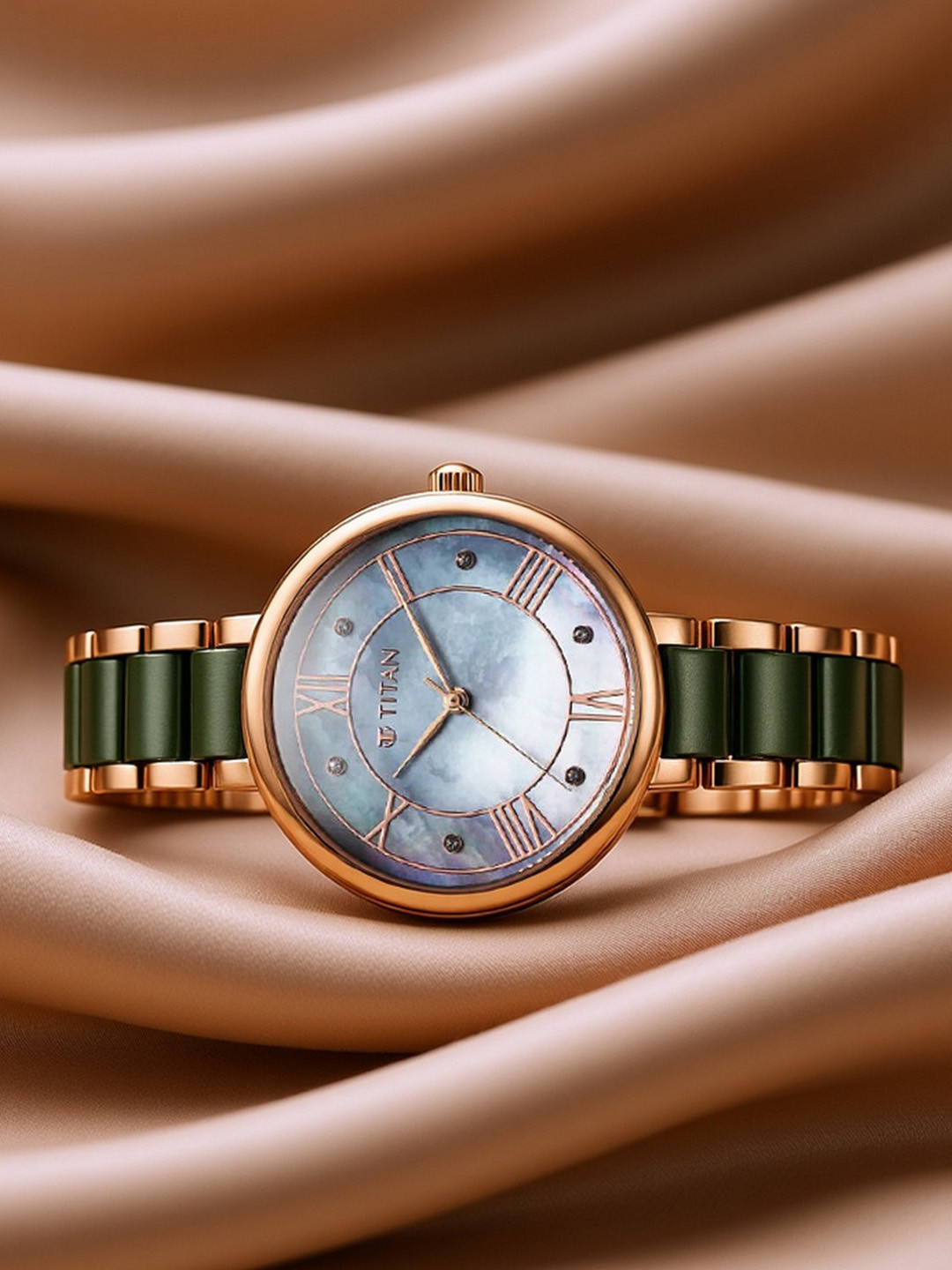 Titan Purple Ceramics Quartz Analog Blue Dial Watch For Women - Nt95217kd02
