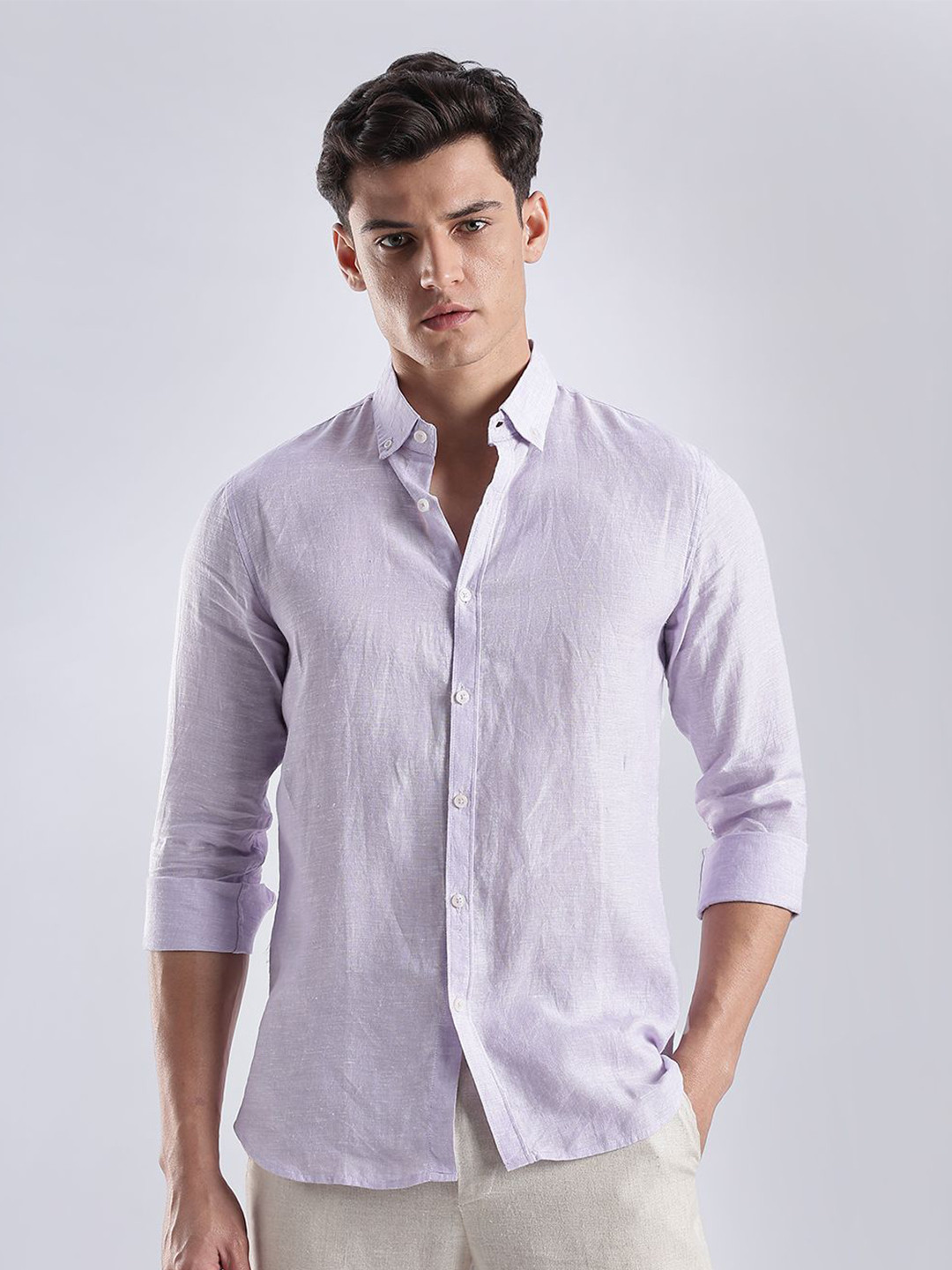 VELLURE Pure Linen Premium Mens Full Sleeve Classic Shirt