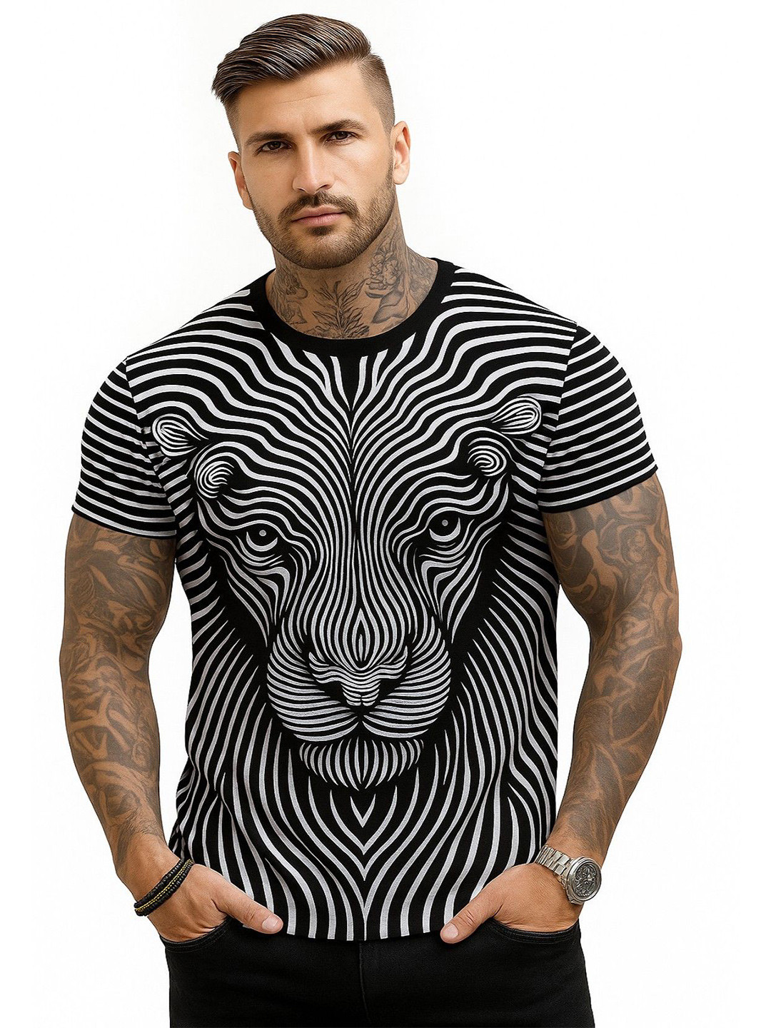 CHANDRASTYLE Men Standard Graphic Printed Round Neck Casual T-shirt