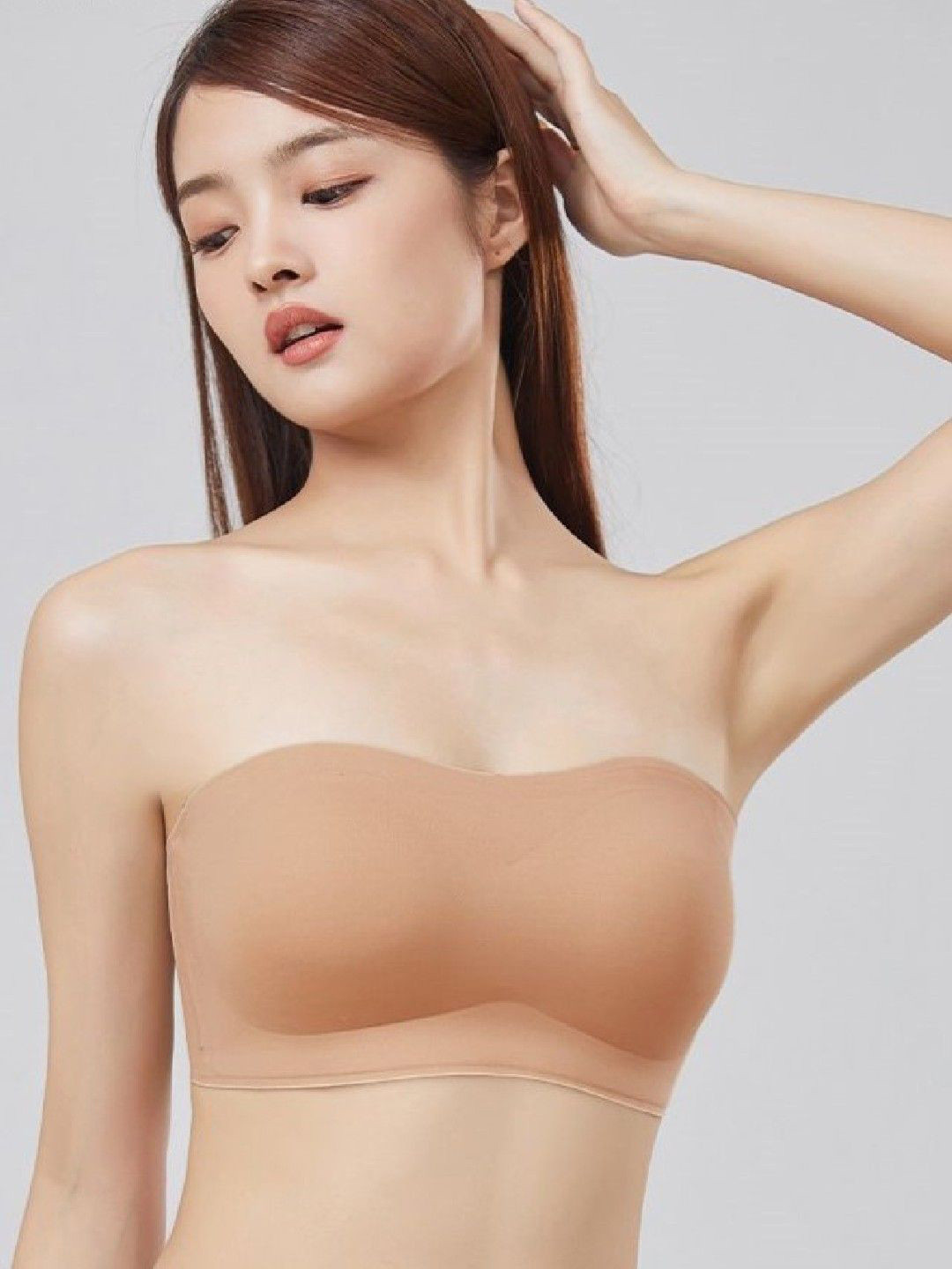 Poftik Medium Coverage Light Padded Side Shaper High Support Strapless Bandeau Tube Bra