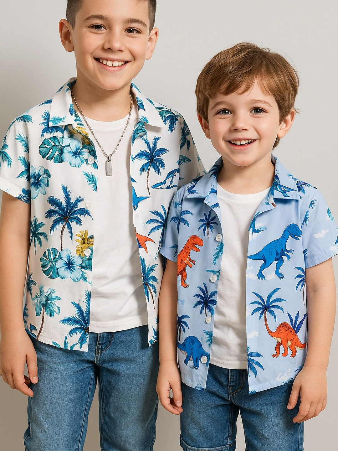 SHREE VANKIYA HANUMANJI FASHION Kids Set Of 2 Multi Colored Printed Casual Shirt