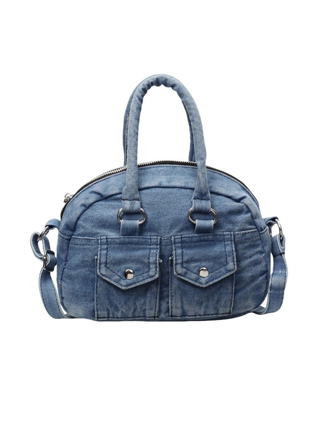 CORSICA Women Blue Solid Two Handles Zip Detail Handheld Bag