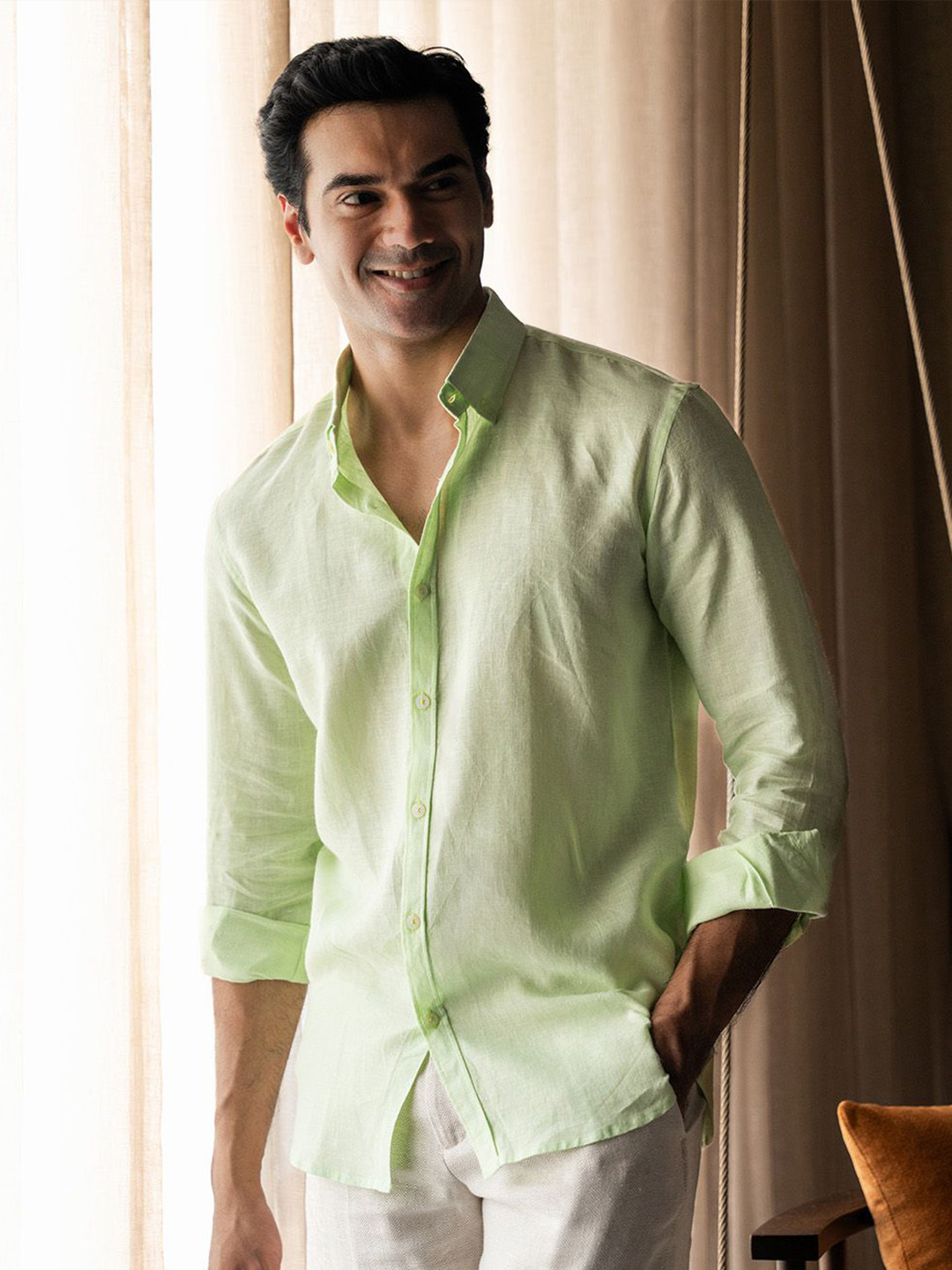 VELLURE Pure Linen Premium Mens Full Sleeve Classic Shirt