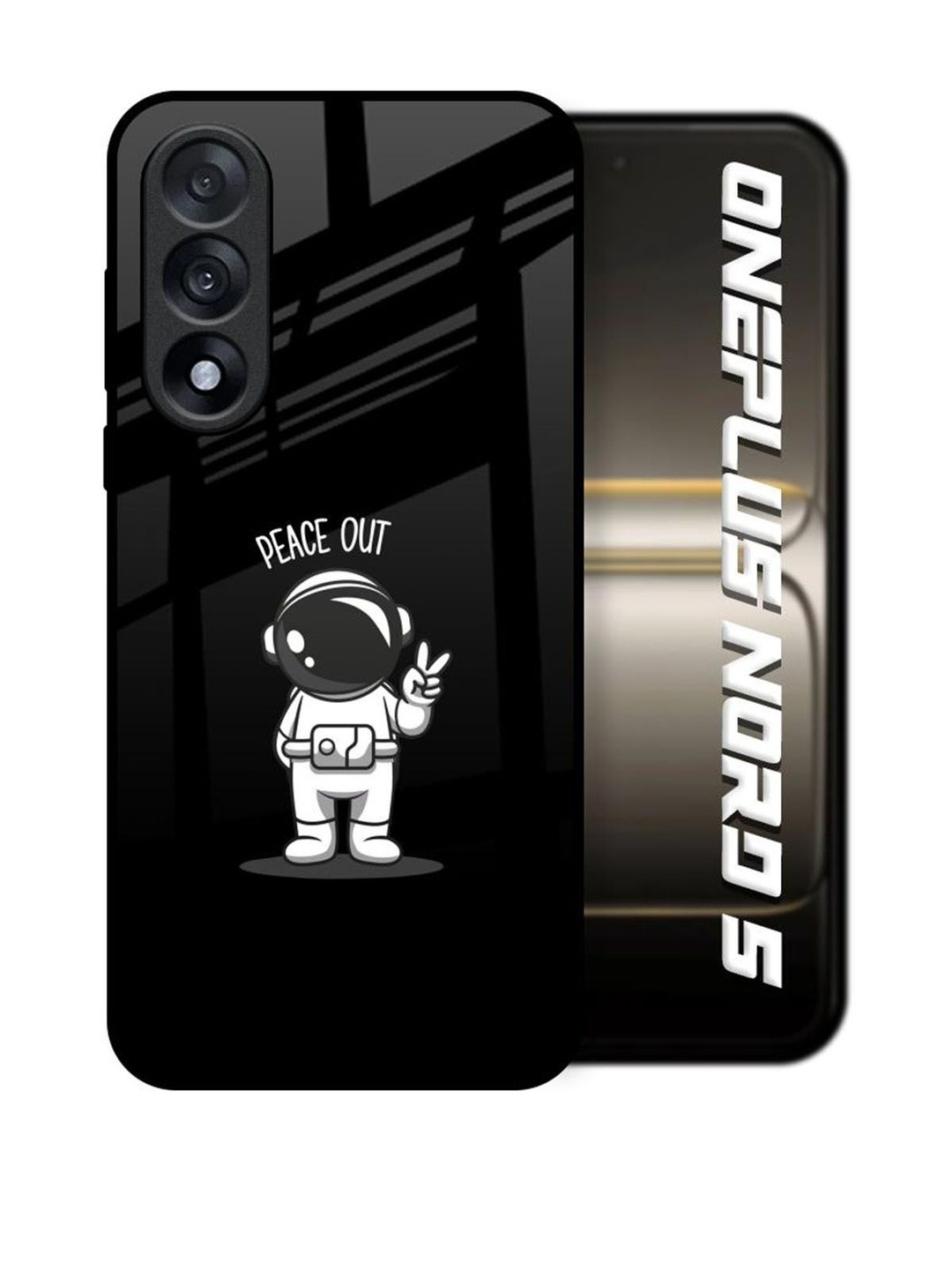 QRIOH Peace Out Astro Printed OnePlus Nord 5 5G Glass Back Case Mobile Accessories