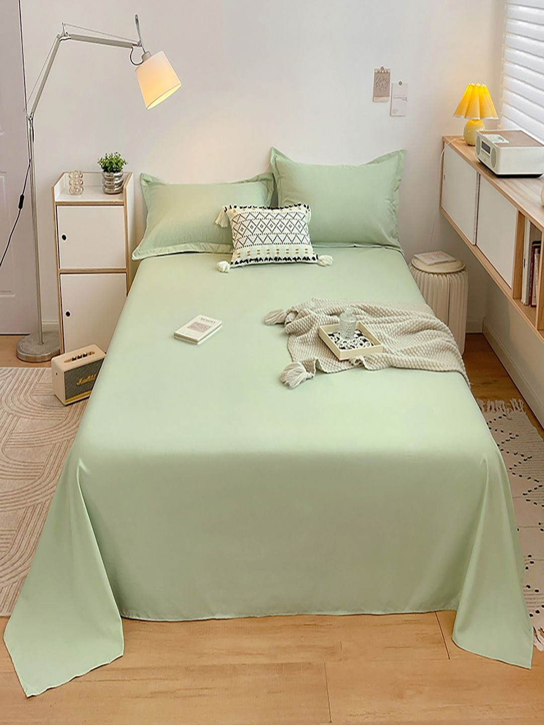 JC HOME Green 140 TC Single Bedsheet Set 1.6 x 2.3 m