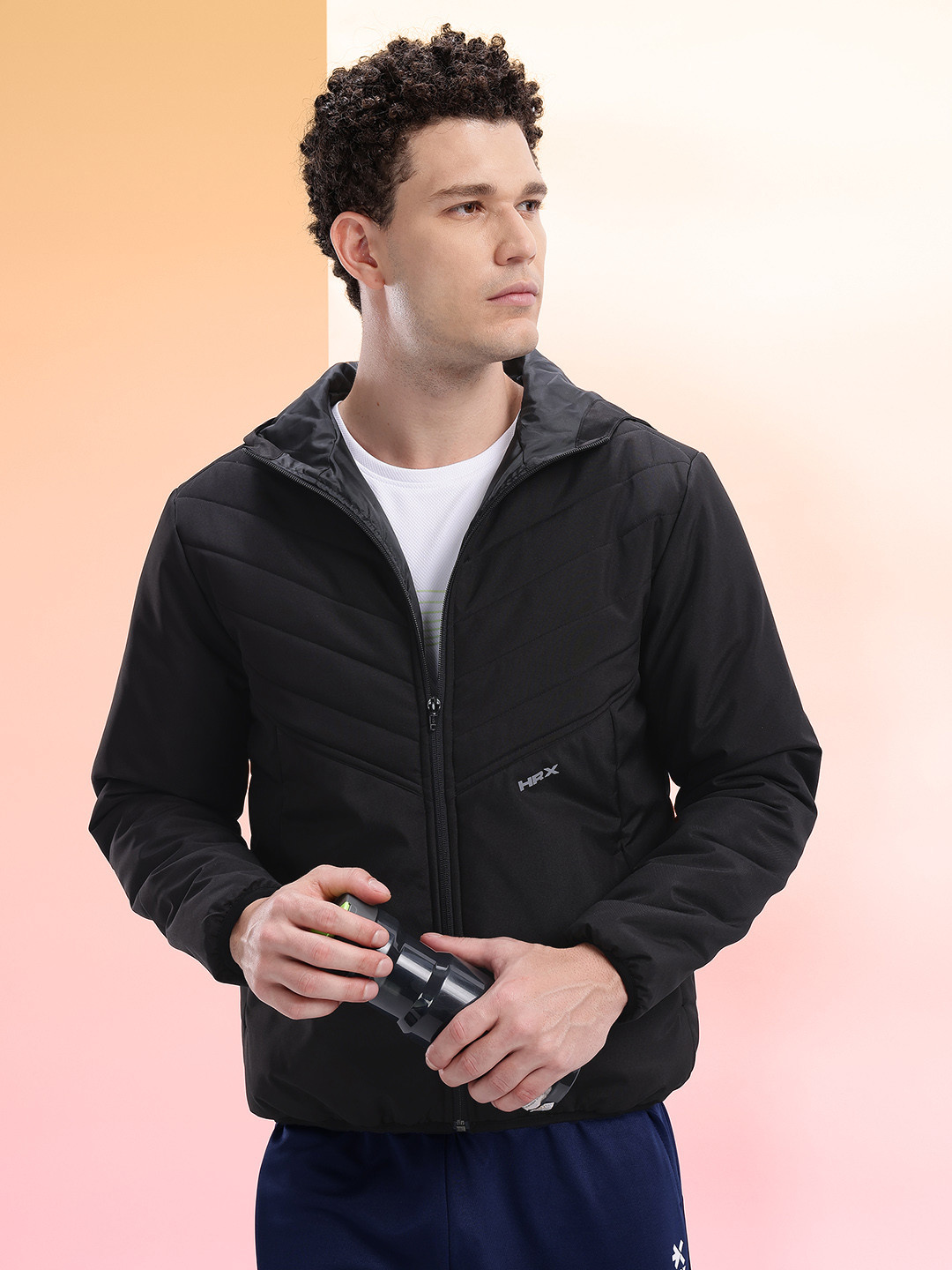 HRX by Hrithik Roshan Hooded Padded-Style Running Jacket with Reflective Elements