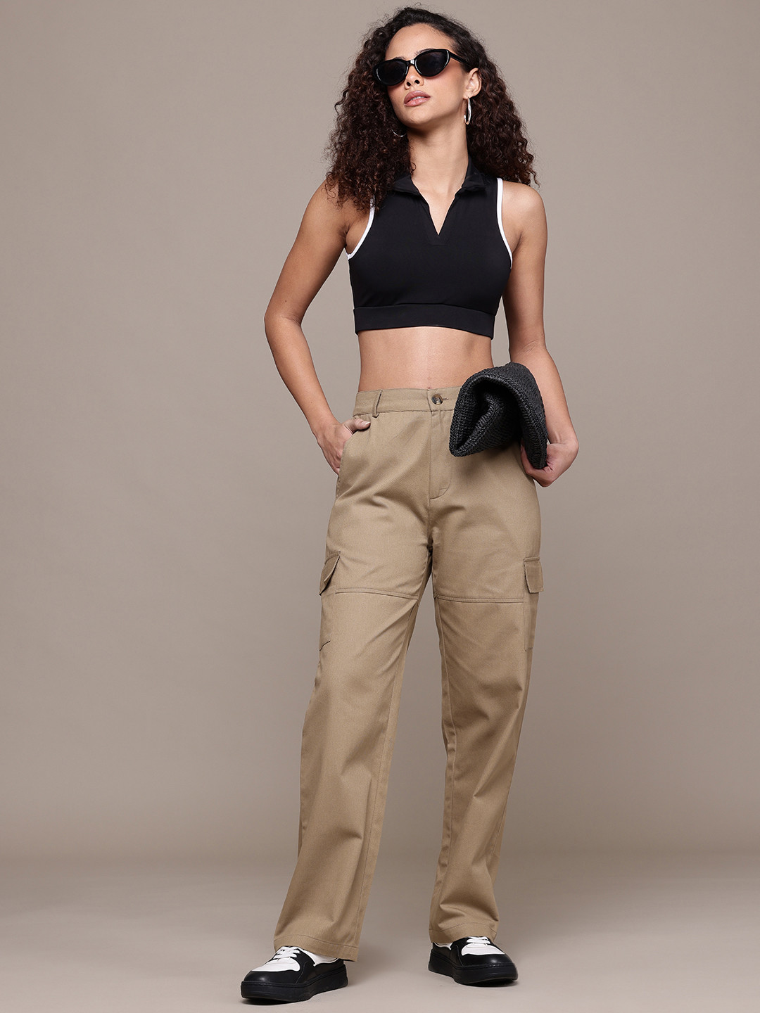 Popnetic Women High-Rise Pure Cotton Regular Fit Cargos