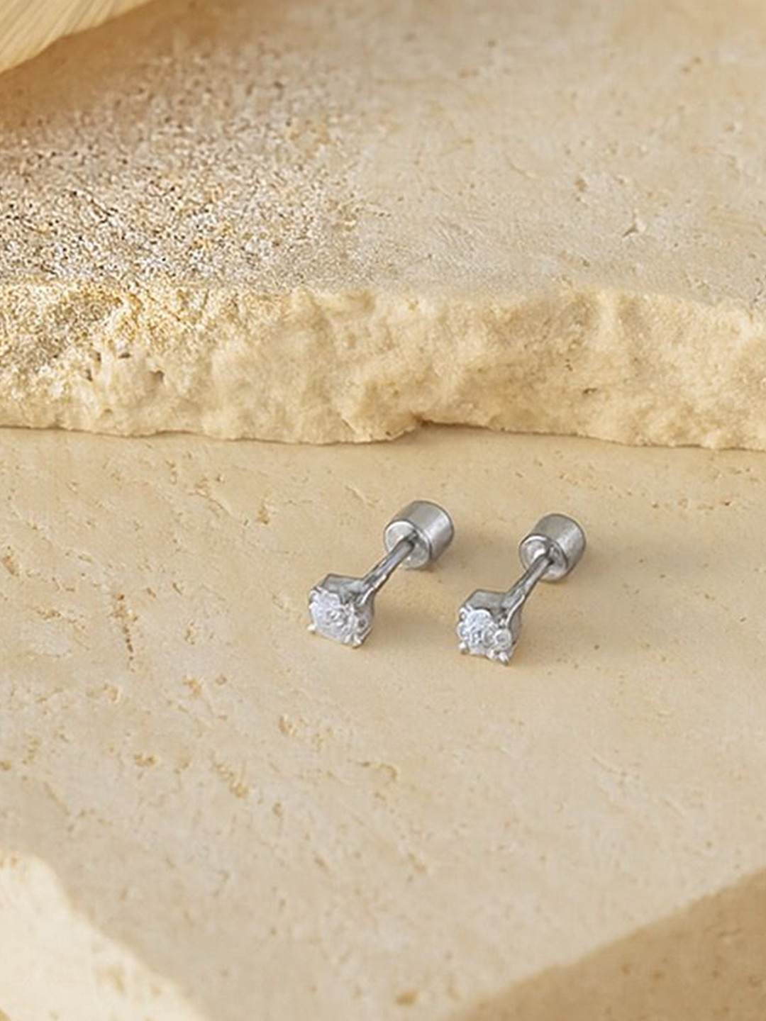 Anushka Jain Jewellery 925 Sterling Silver Circular Diamond Studs Earrings