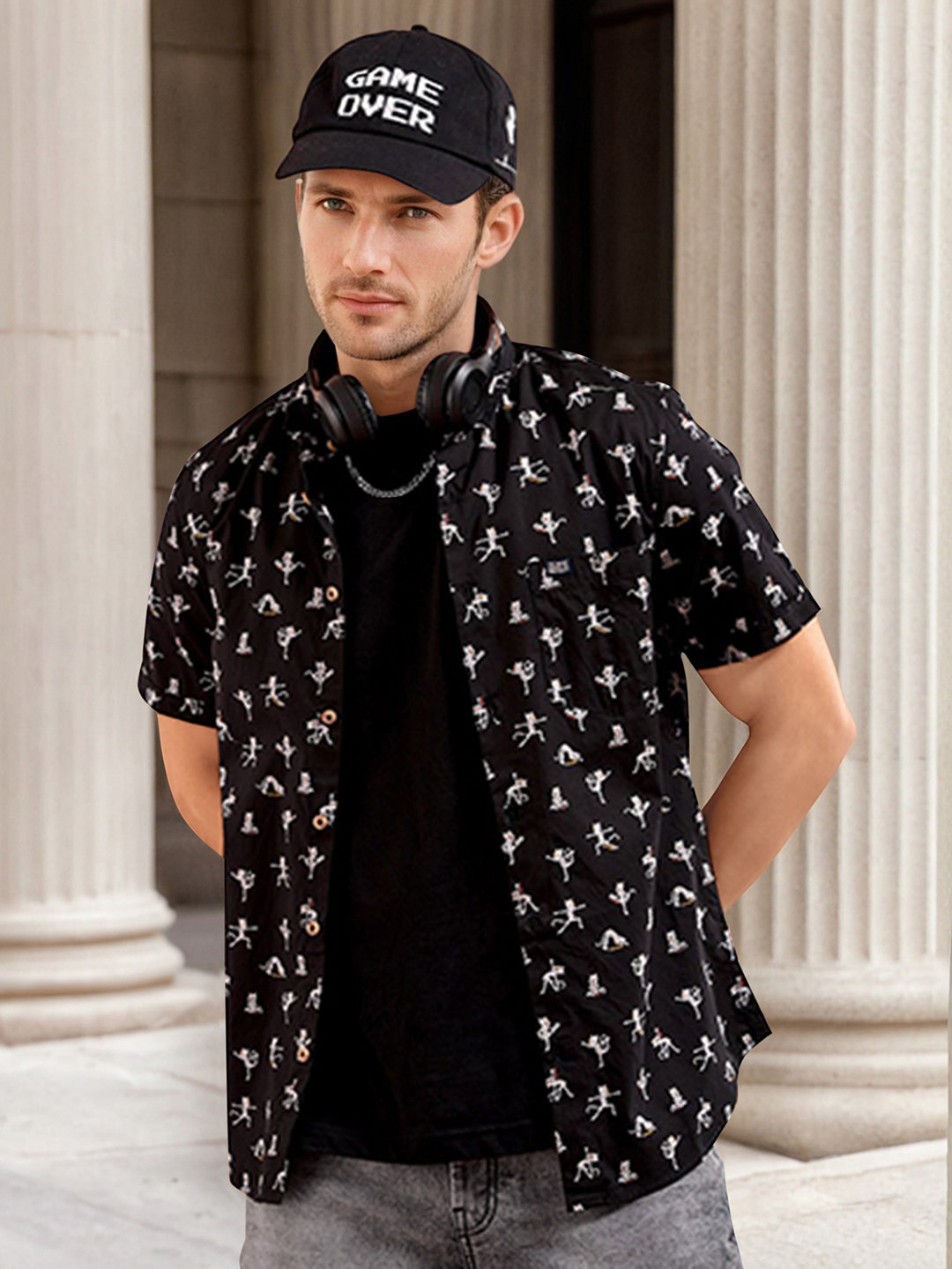 The Indian Garage Co Men Slim Fit Animal Printed Resortwear Shirt