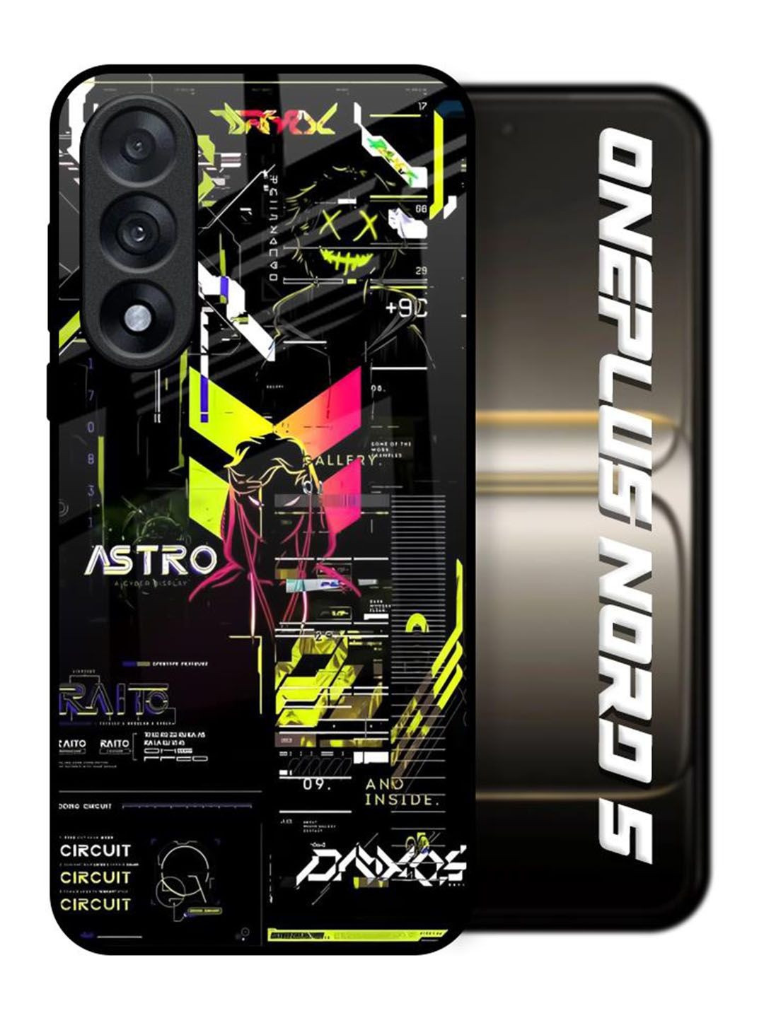 QRIOH Astro Glitch Printed OnePlus Nord 5 5G Glass Back Case Mobile Accessories