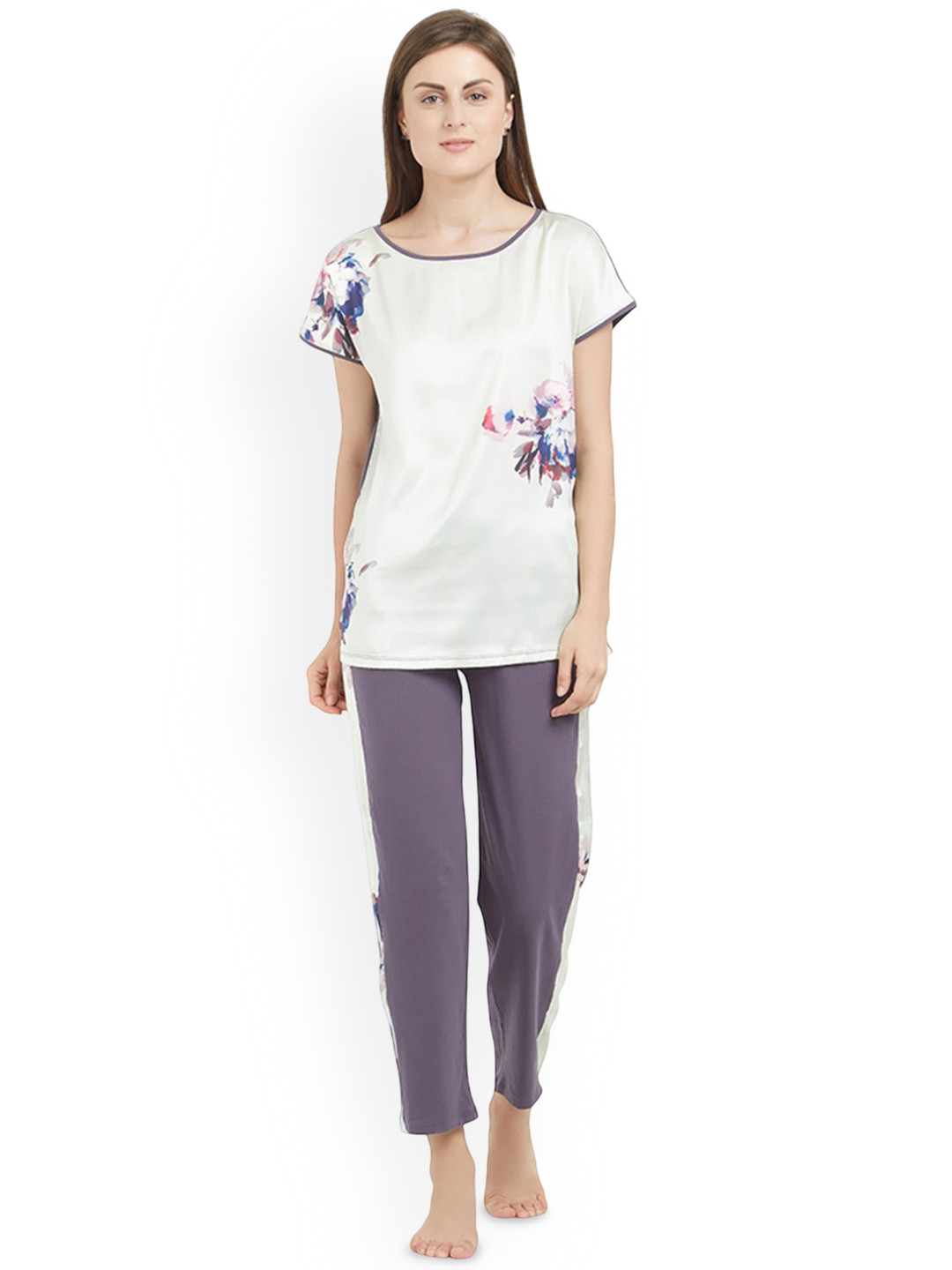 Soie Women Soft Cotton Top & Pyjama Set with a gorgeous pastel print