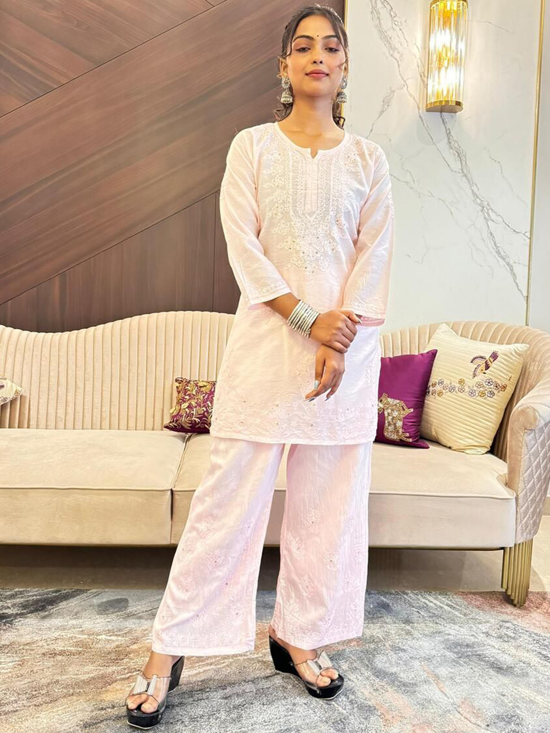 NEE DESIGNSS Embroidered Top With Trousers Co-Ords