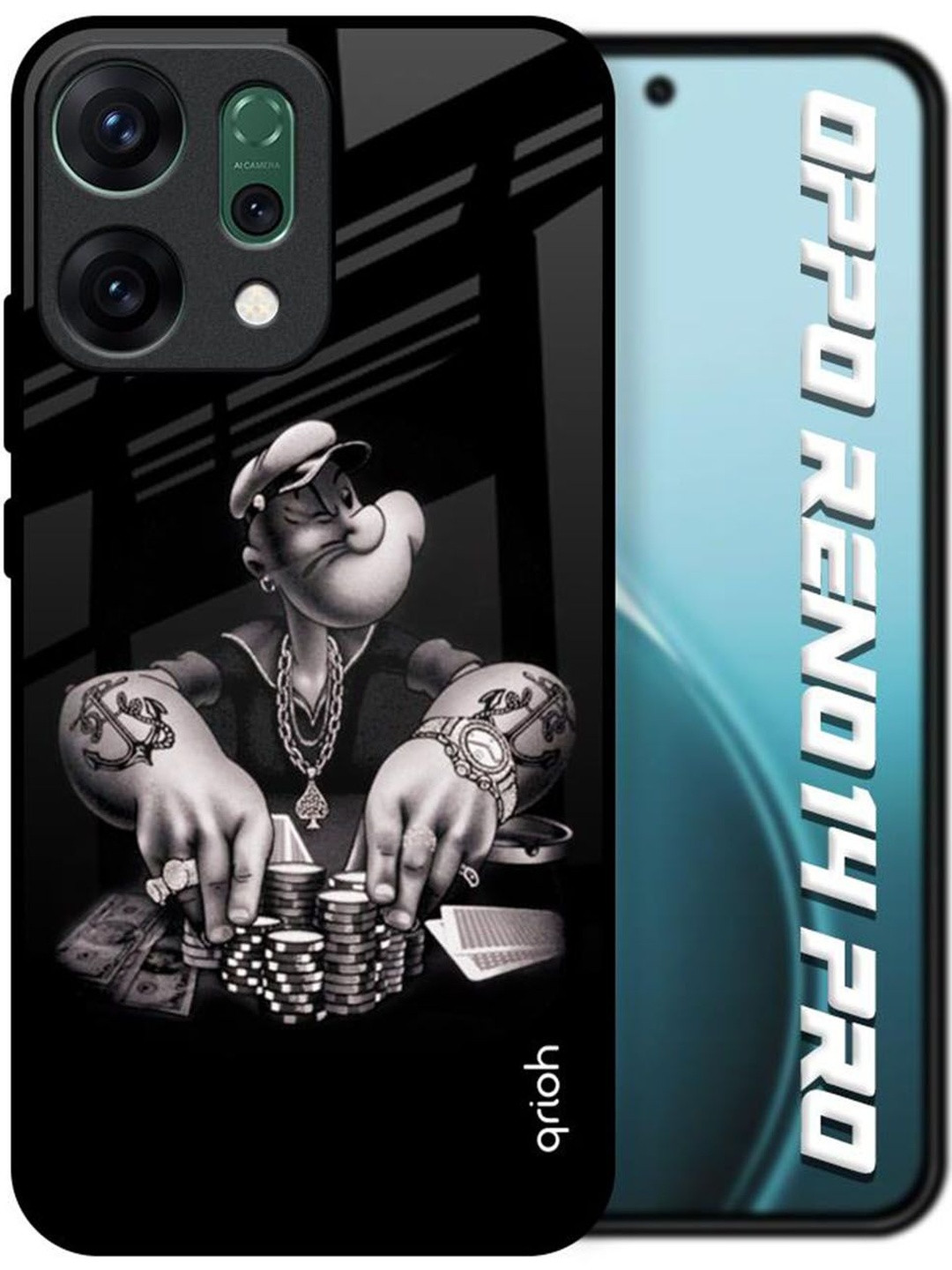 QRIOH  Gambling Problem Glass Printed Oppo Reno14 Pro 5G Back Case Mobile Accessories