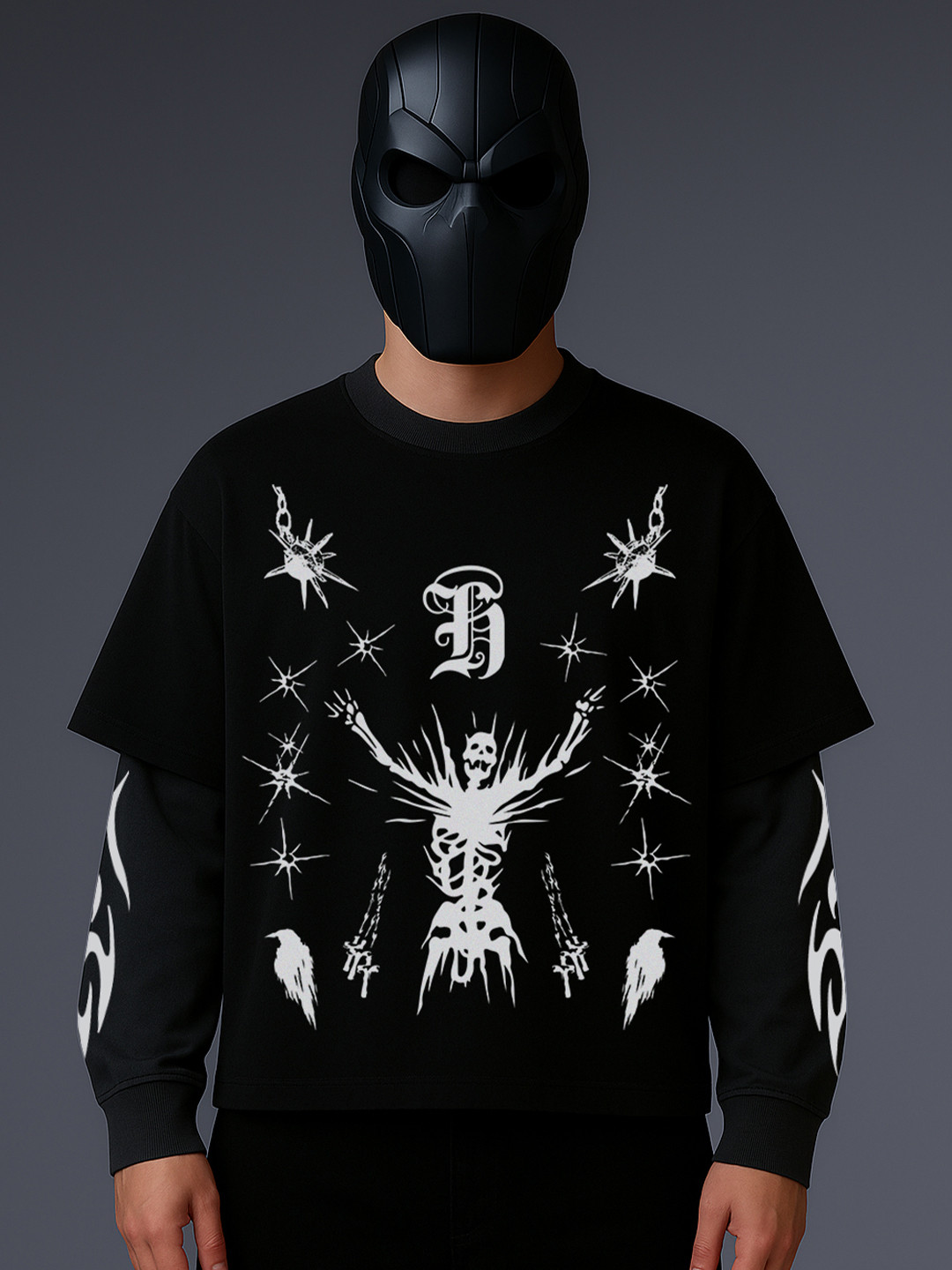 Hauntrex Unisex Dark Fortress LS Oversized Tee