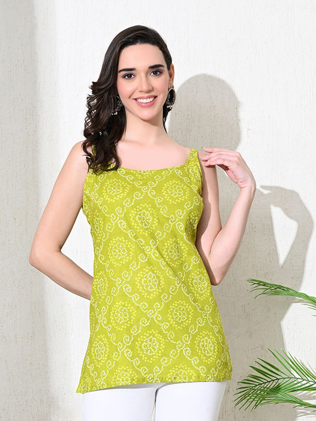 Lavantika Women Bandhani Printed Chanderi Cotton Kurti