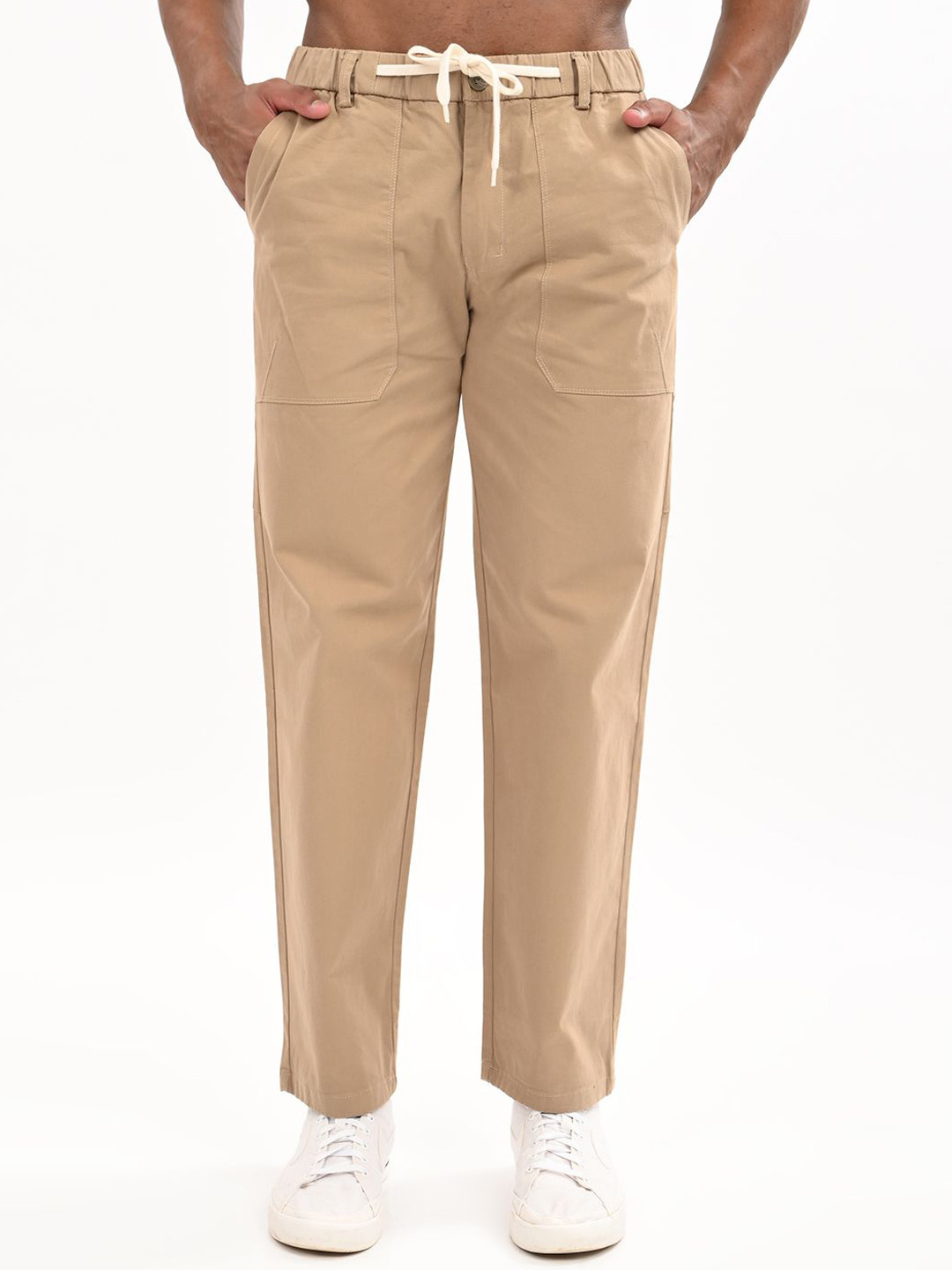 BLVNK Men Relaxed Fit Mid-Rise Lightweight Trousers
