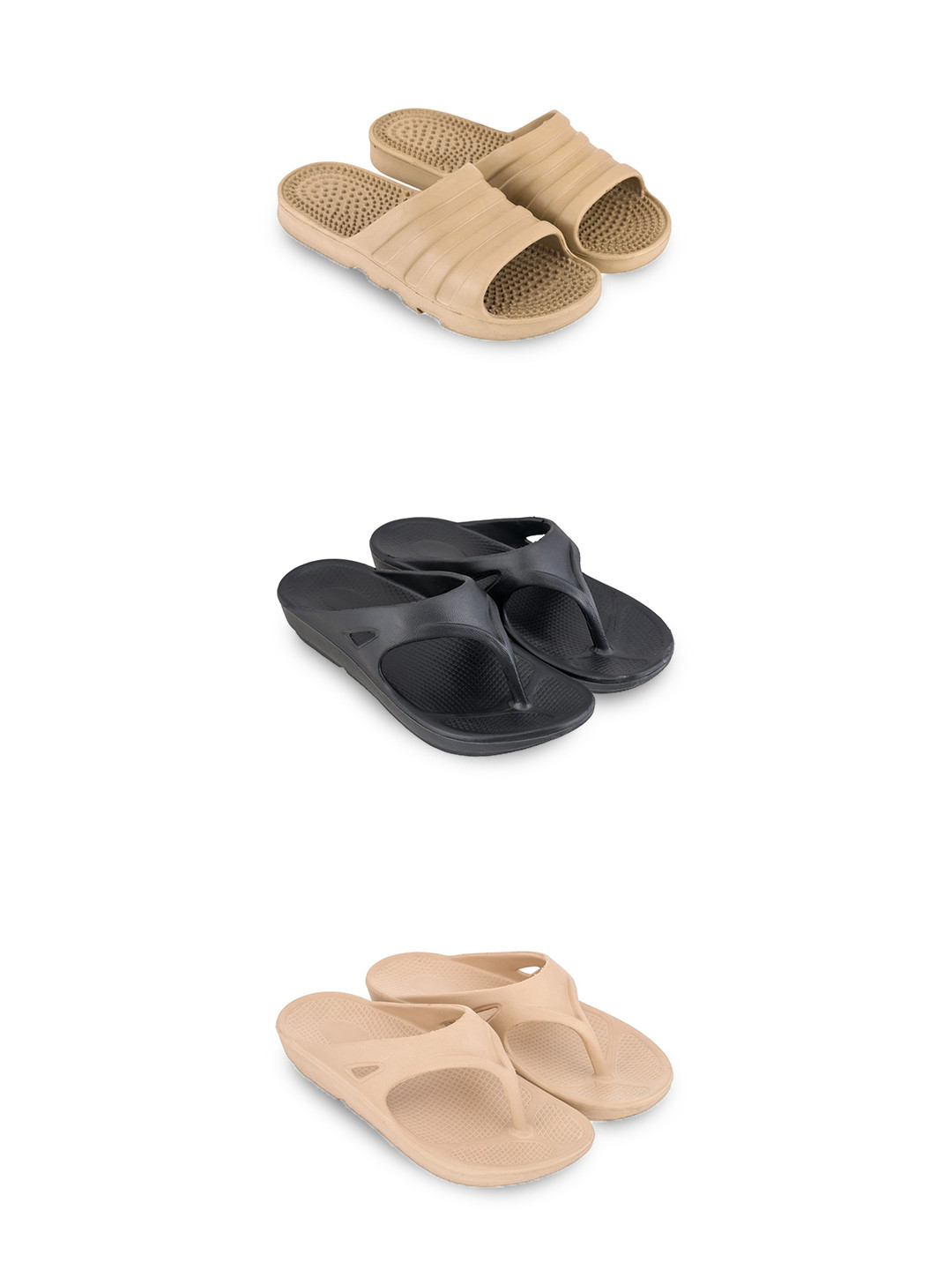 Feel alive Men Solid Set of 3 Slip-On Flip Flops