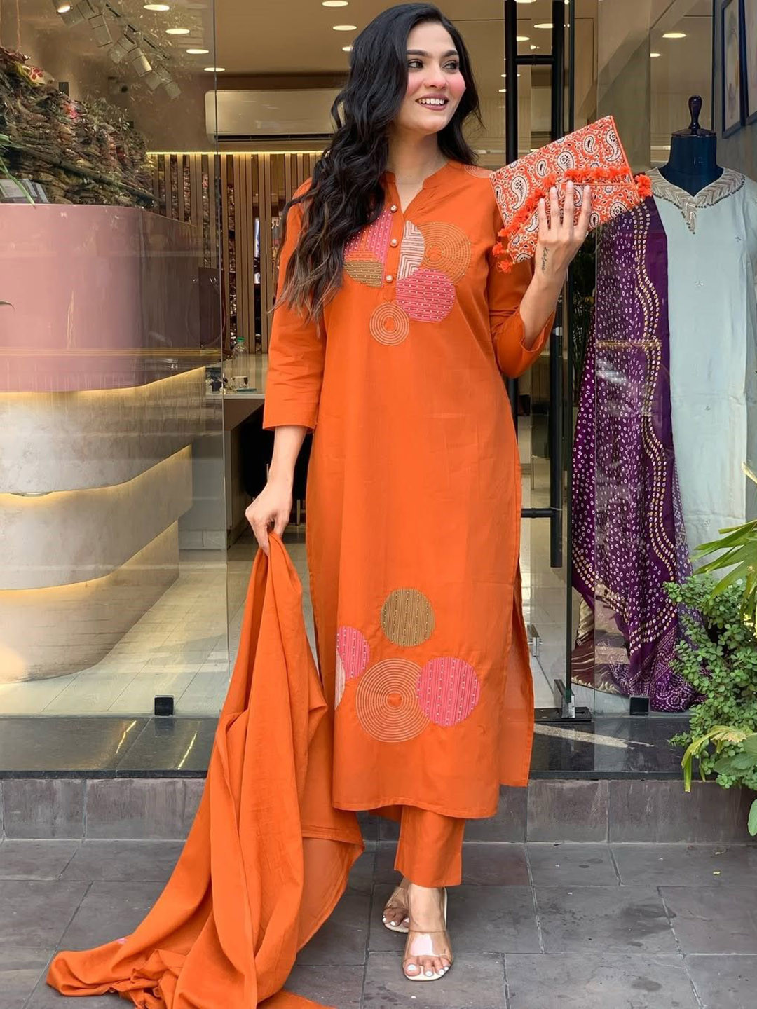 Morang Women Embroidered Regular Kurta with Trousers & With Dupatta