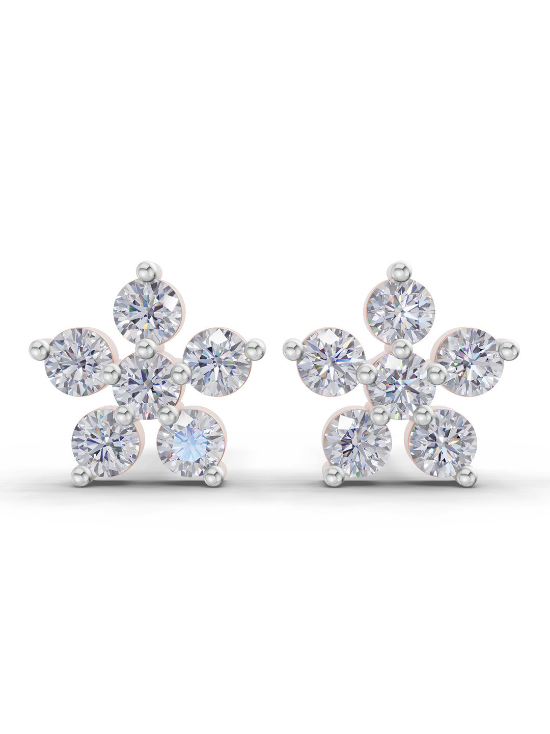 Sparkles 14K Rose Gold Lab Grown Diamond 0.34 Carat Round Floral Diamond Stud Earrings