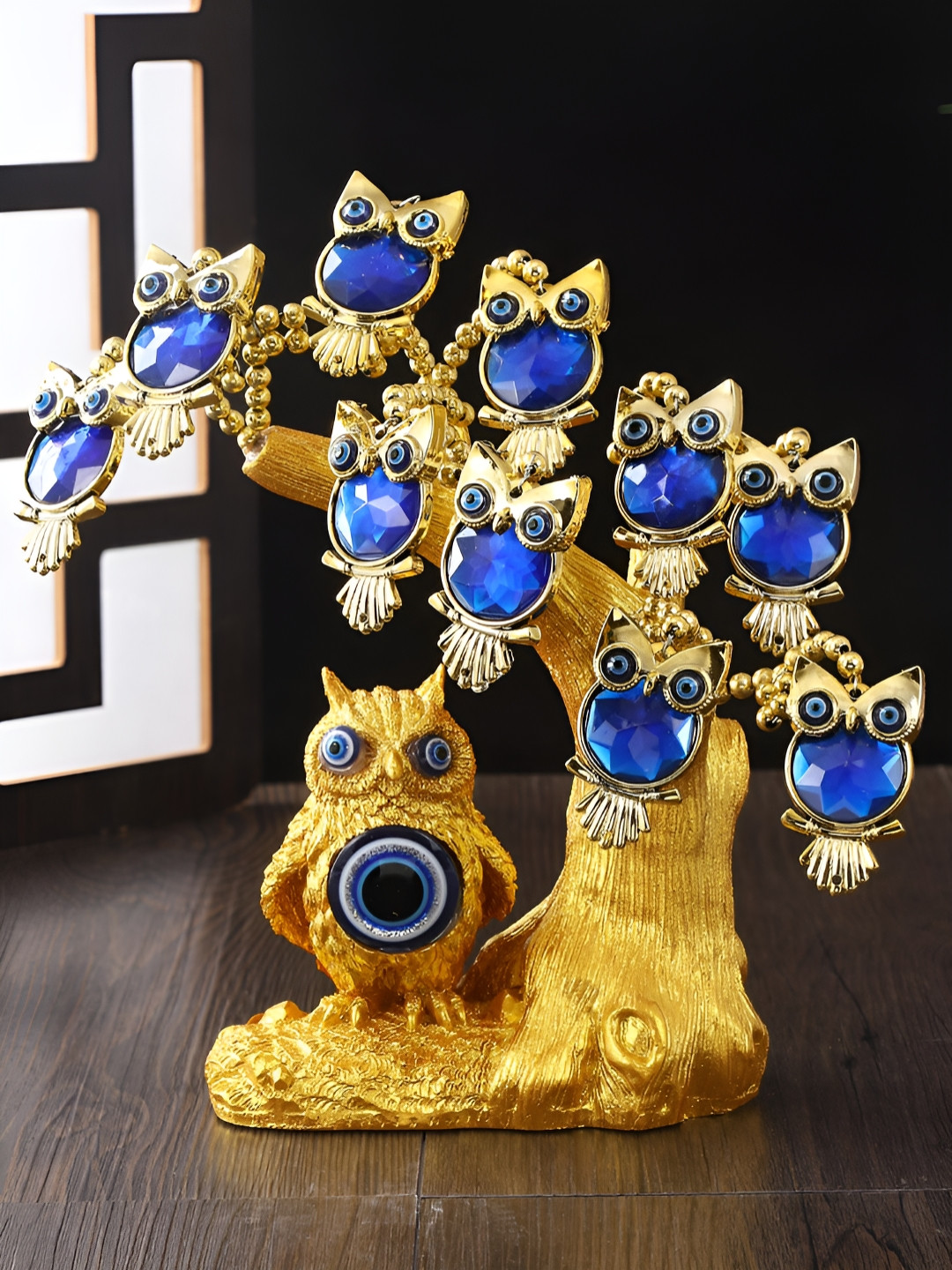 TIED RIBBONS Tree of Life with Owl Evil Eye Feng Shui Vaastu Showpiece