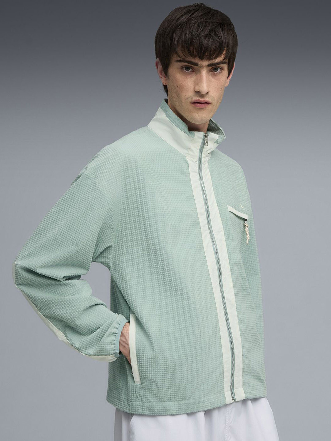 Puma Men MMQ Mock Collar Self Design Tailored Jacket