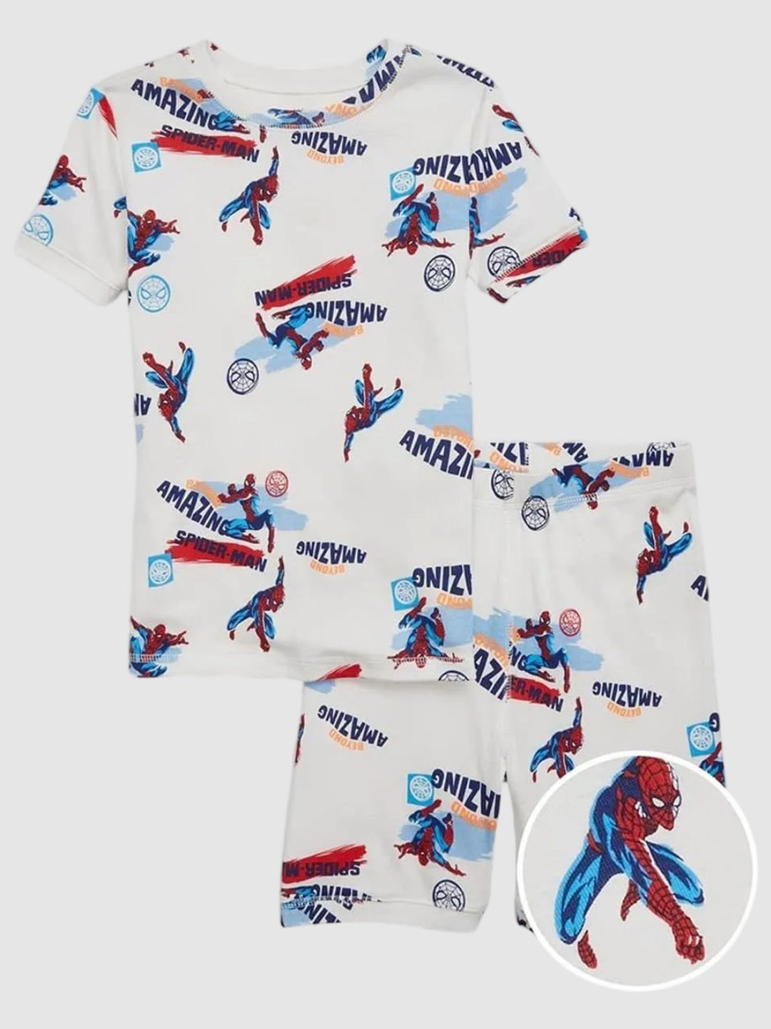 GAP Boys Spider-Man Character Based Graphic Print Pure Cotton Round Neck Clothing Set