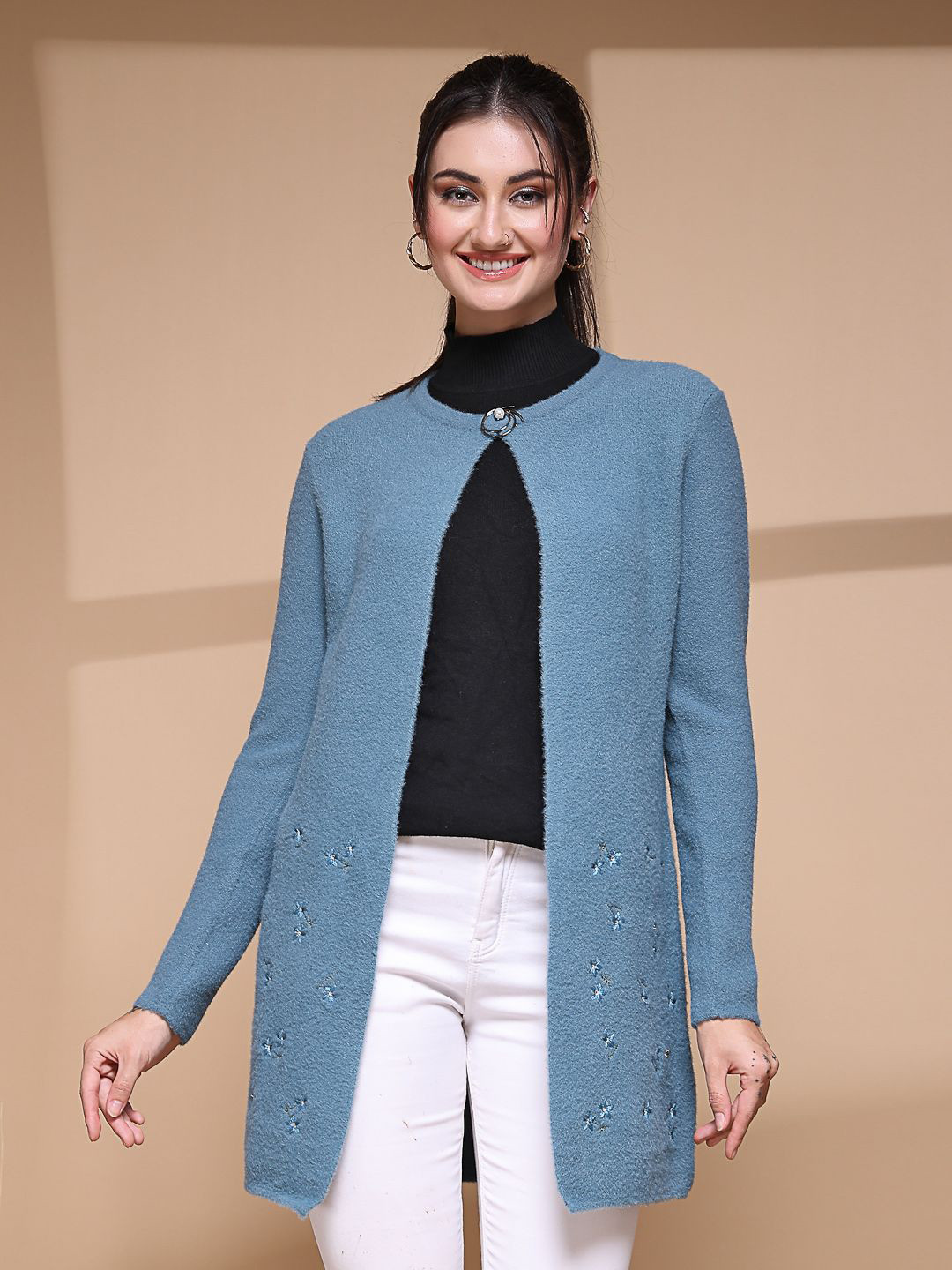 Thirty Threads Open Front Longline Shrug