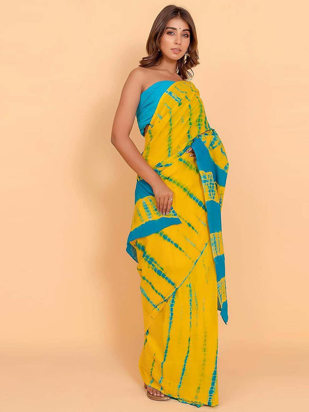 Craft Musium Jaipuri Hand Block Print saree with Unstitched Blouse Piece