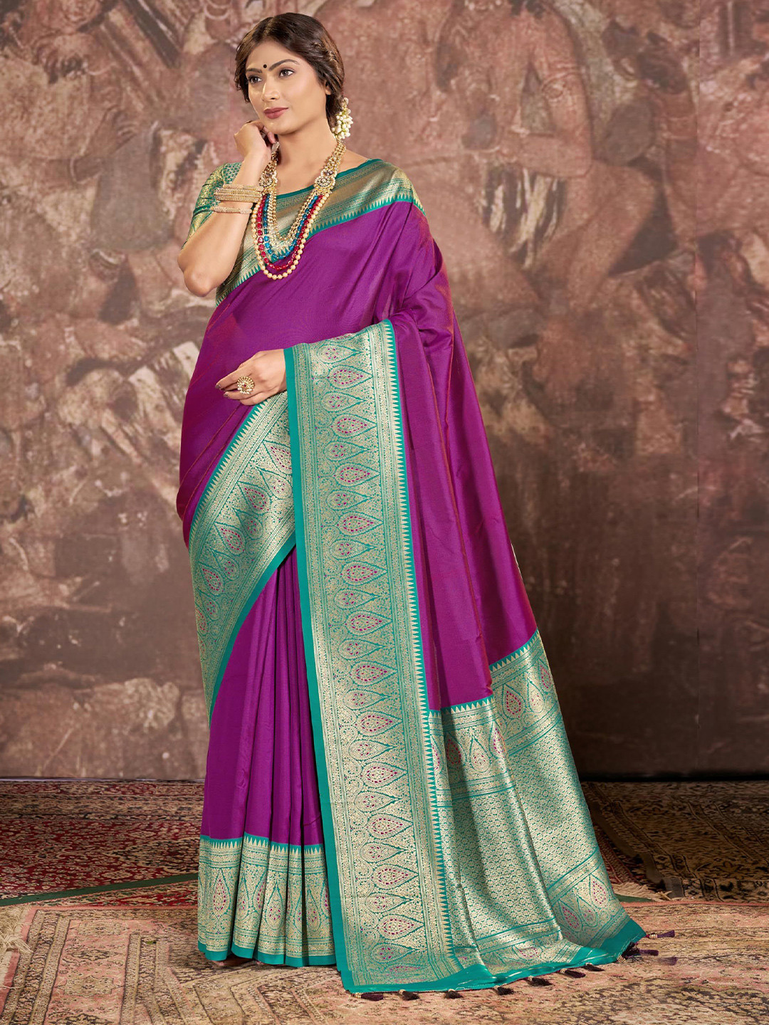 Garden Vareli Woven Design Zari Work Banarasi Saree With Blouse