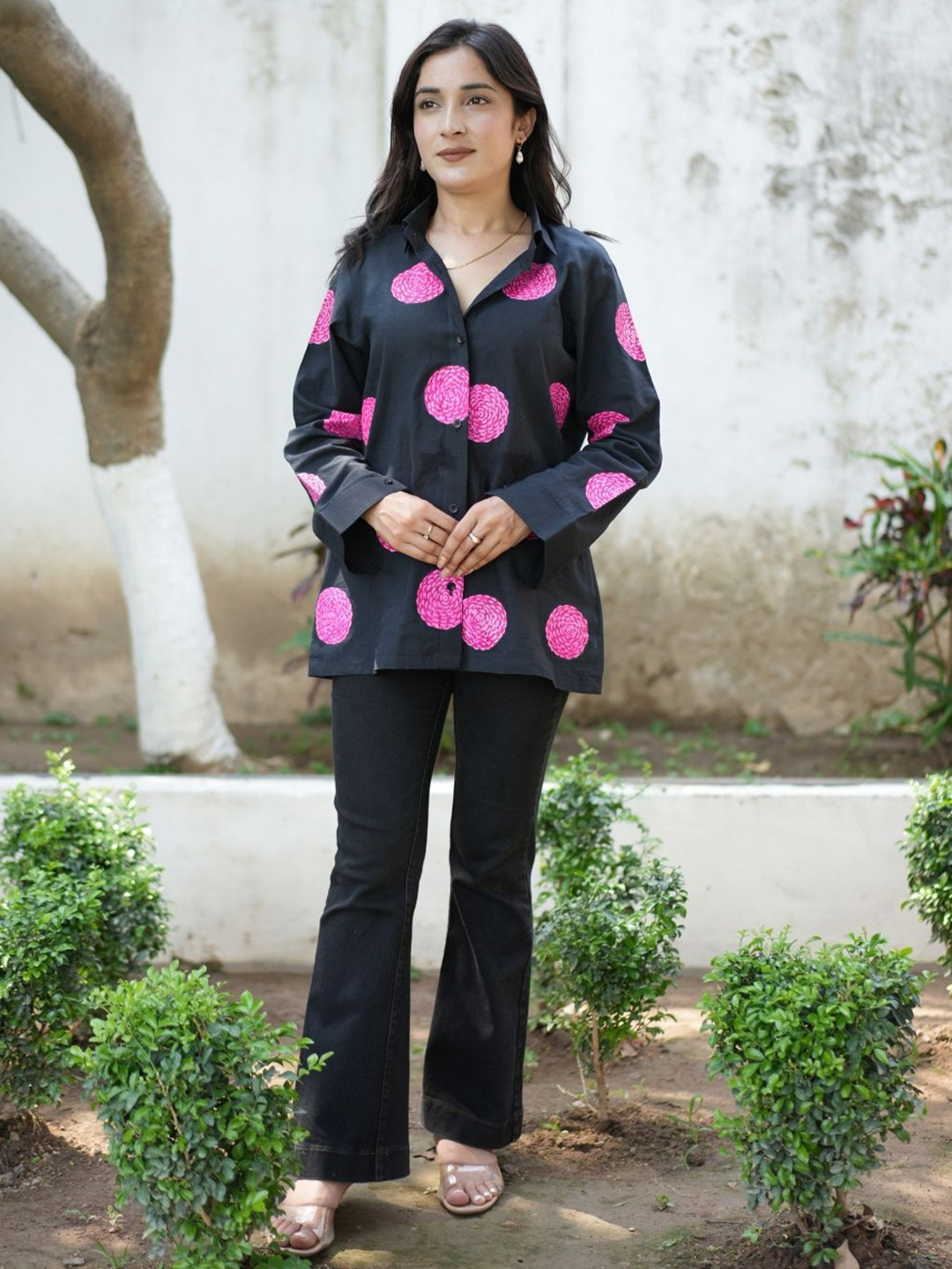 OCTOBER Moon-Light Marigold Handpainted Cotton Shirt