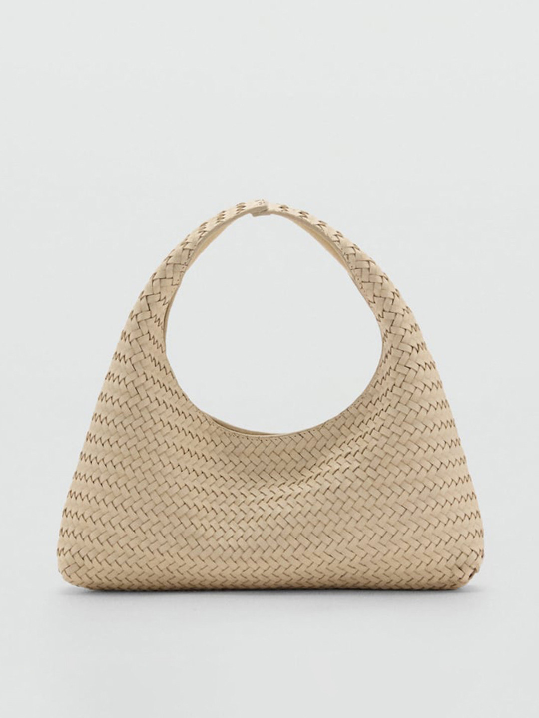 MANGO Braided Leather Shoulder Baguette