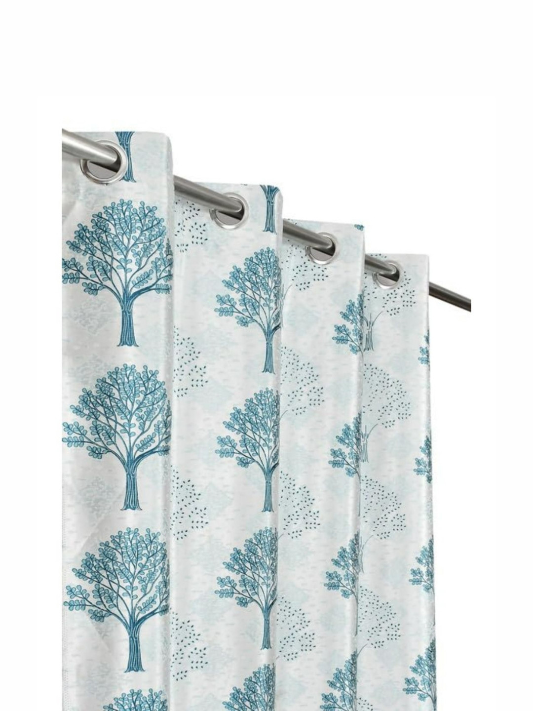 UrbanArts Blue And White Floral Printed Room Darkening Long Door Curtain