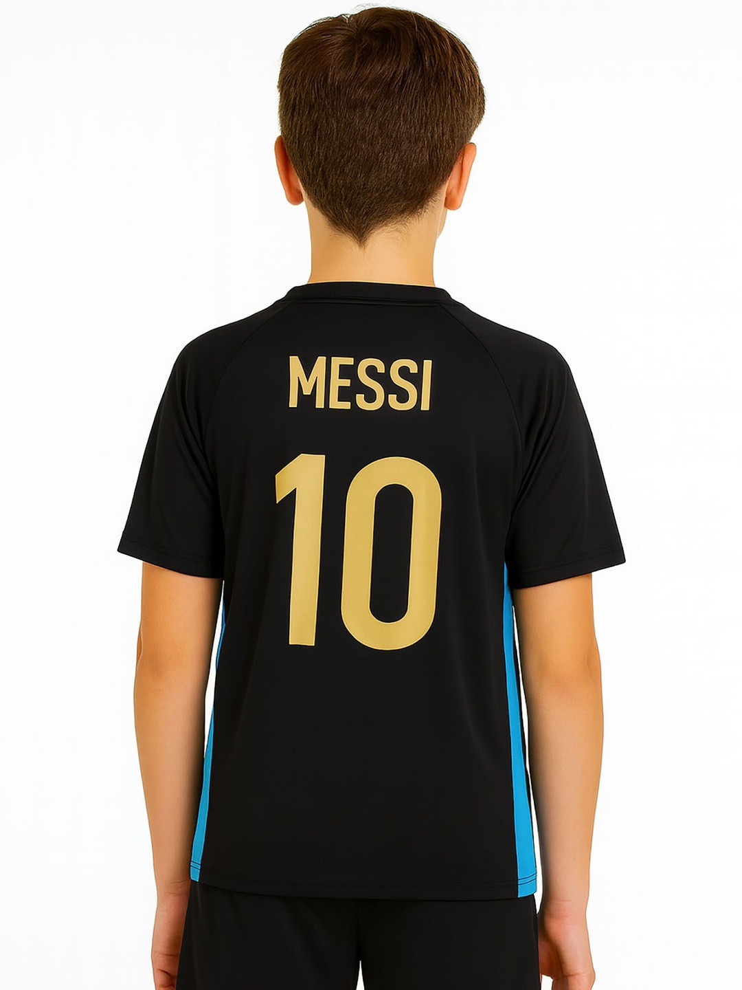 dostitch Boys Black Polyester Typography Printed Jersey T-Shirt