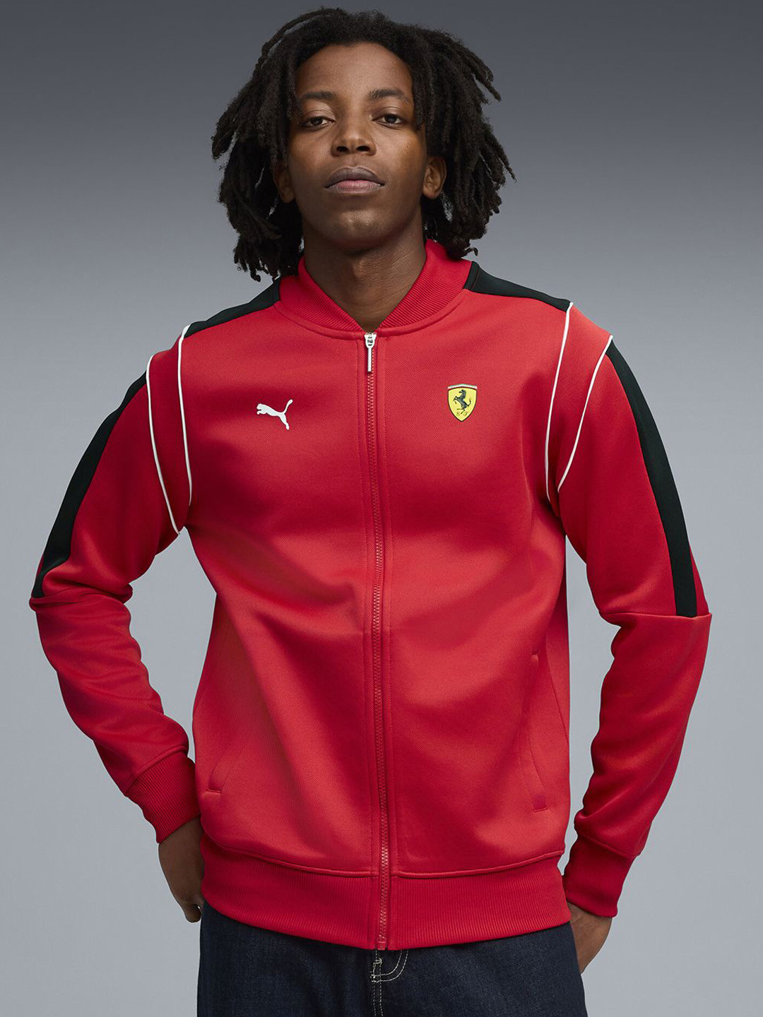 PUMA Motorsport Men Ferrari MT7 Men's Regular Fit Brand Logo Printed Bomber Jacket