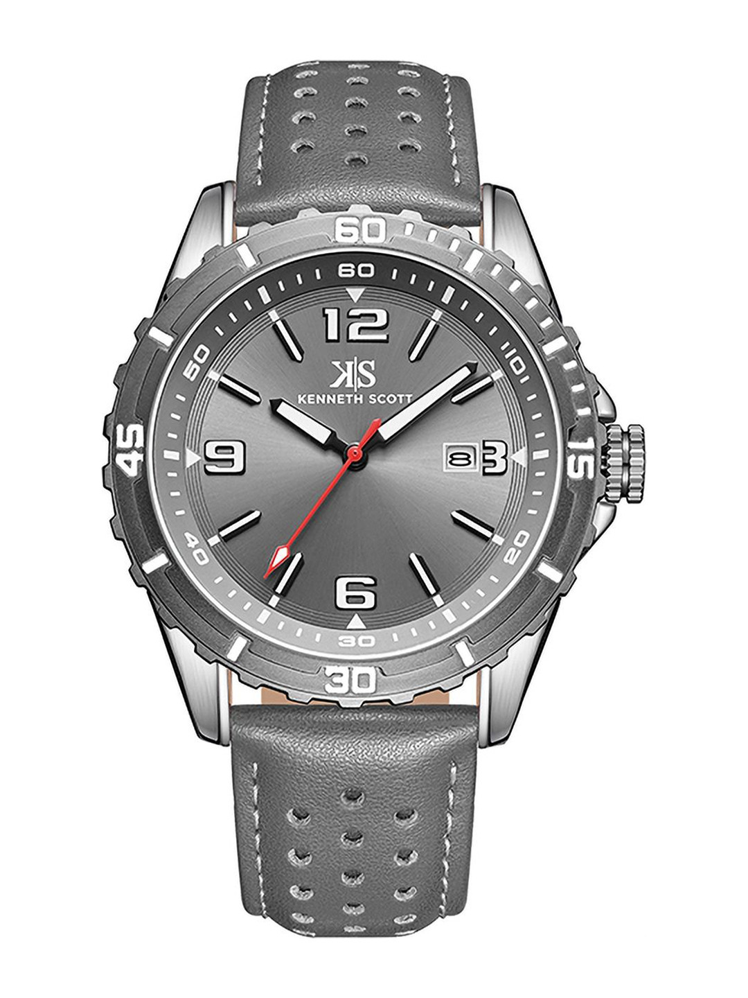 KENNETH SCOTT Men Dial & Leather Bracelet Style Straps Analogue Watch K24022-XLXX