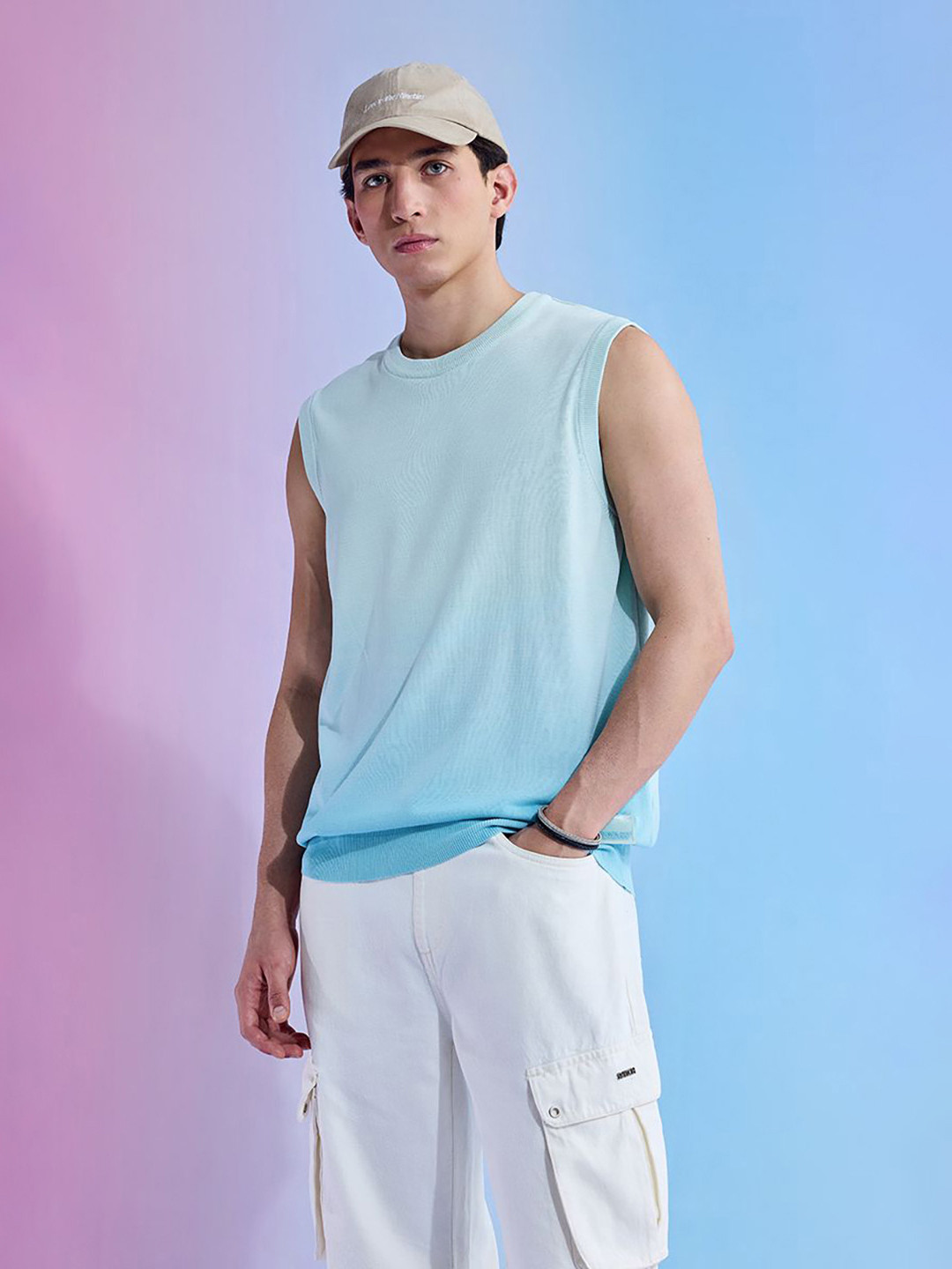 Snitch Utopia Relaxed Fit Ombre-dyed Flat Knit Tank Top