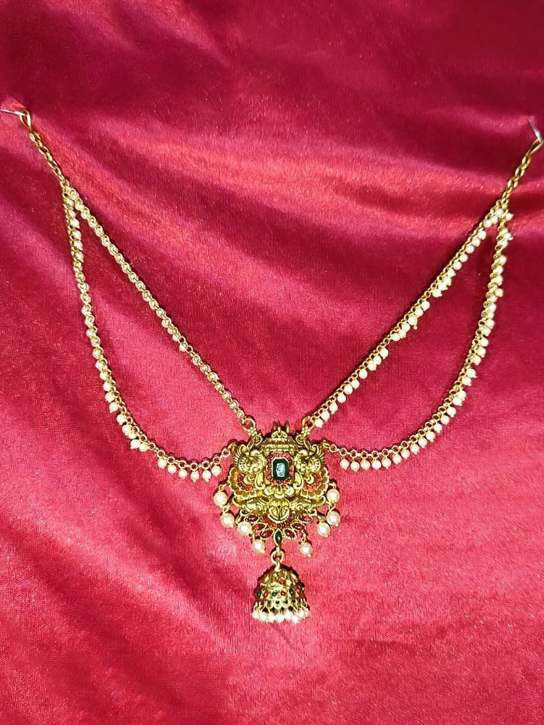 VAGHBHATT Women Artificial Beaded Bridal Jada Billa Hair Jada Hair Accessory With Earchain